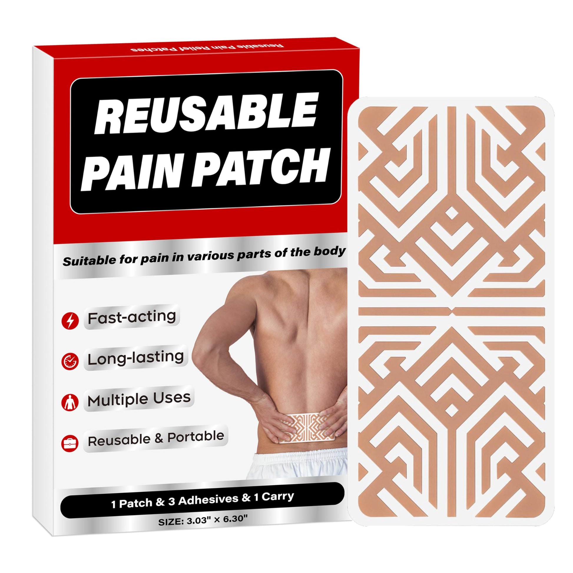 XAYIUIYAX Menthol Pain Patches, Cooling Pain Relief for Sore Muscle Relief - Includes 3 Adhesives, 1 Patch & 1 Carry Case - Relief Back, Shoulder & More - 3.03" × 6.30" - 0327 XAYIUIYAX Au supplements