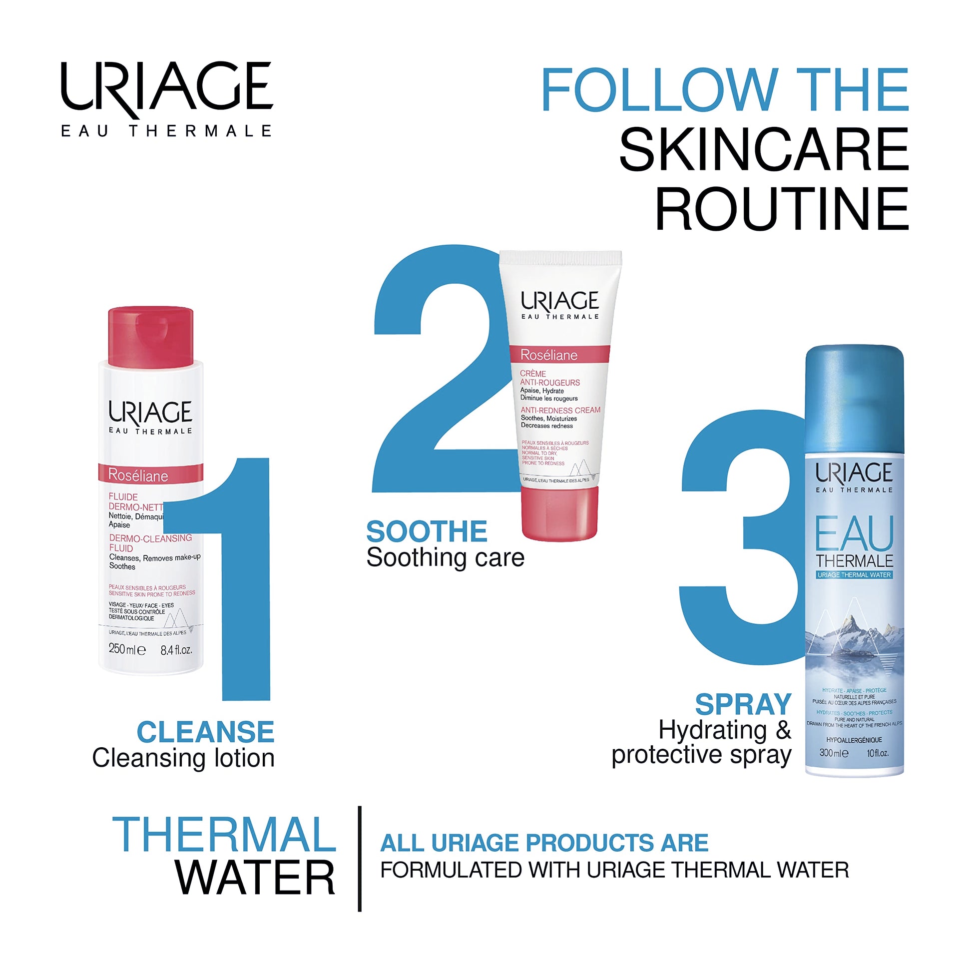 Uriage Roseliane Redness Relief Face Cream 1.35 fl.oz. | Hydrating Moisturizer Uriage Au supplements