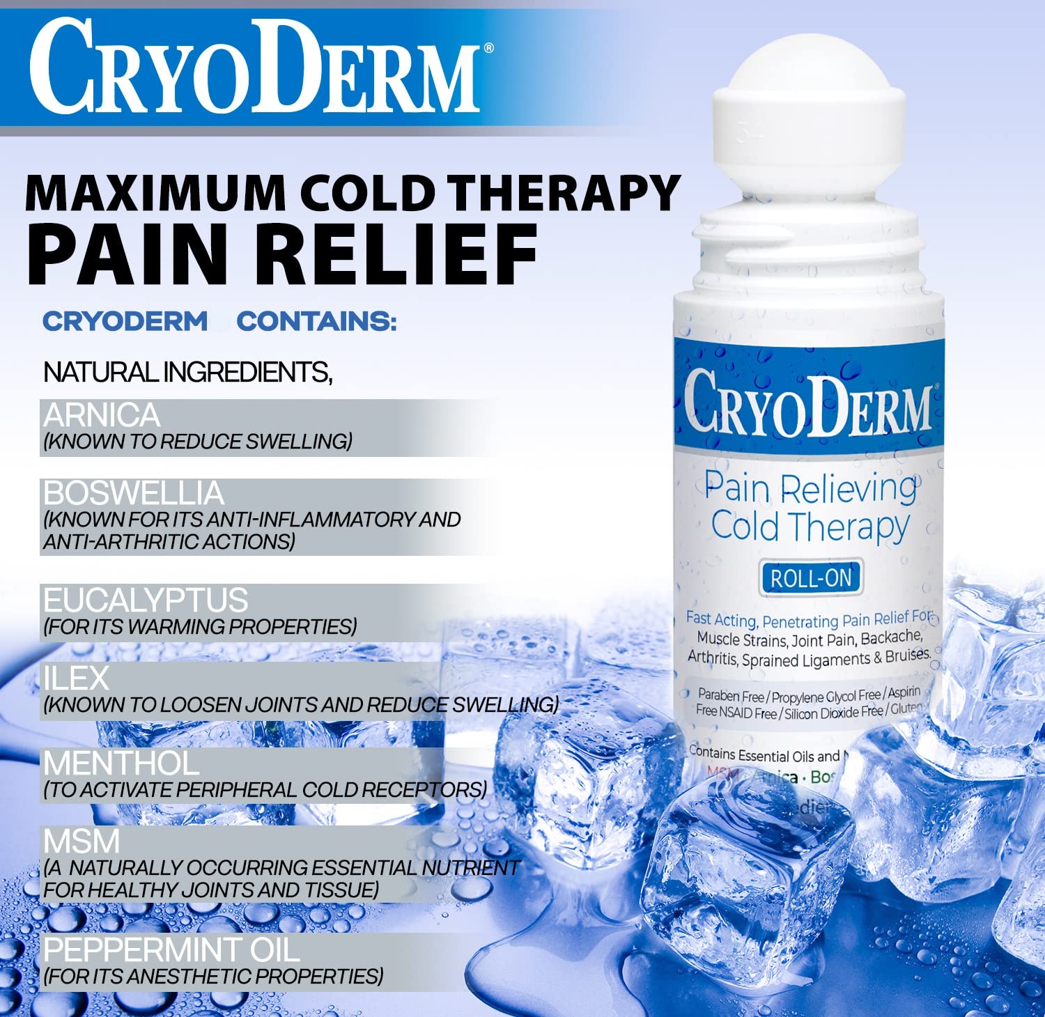 CryoDerm Pain Relieving, 3 Fl Oz (Pack of 4) CryoDerm Au supplements