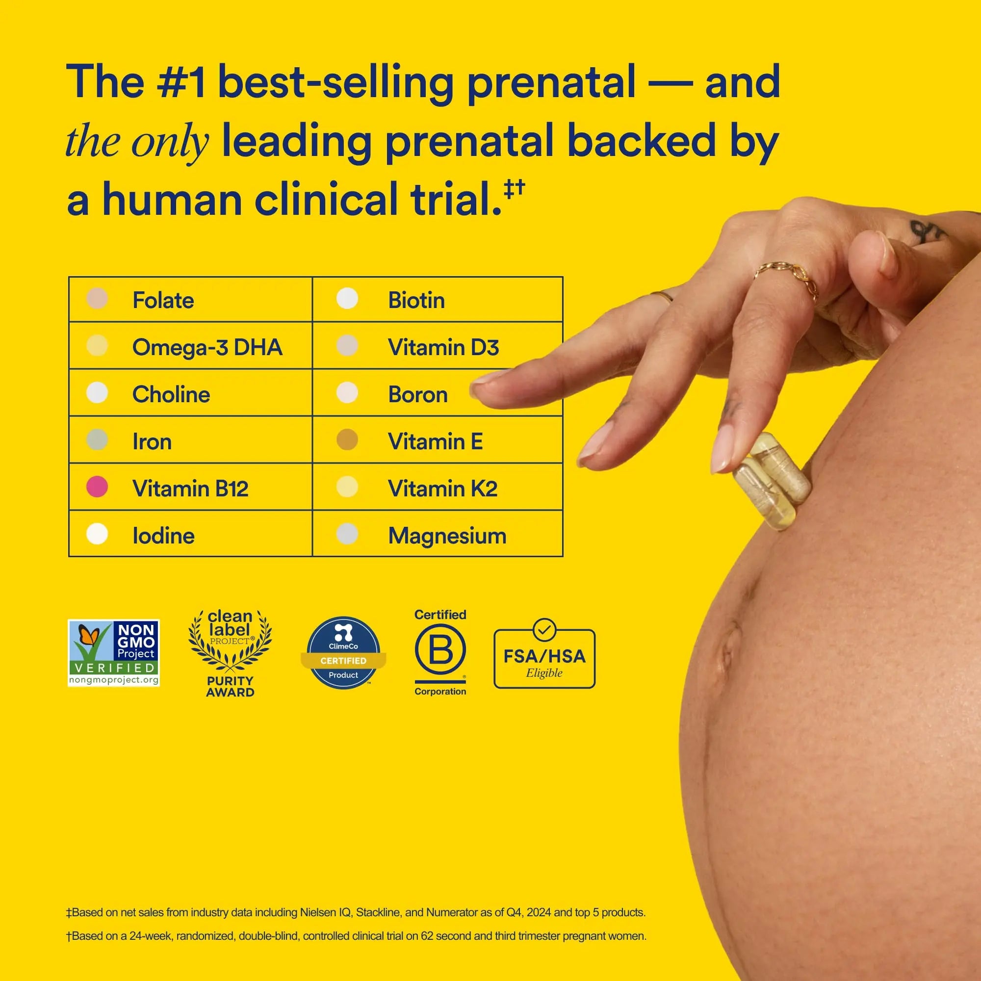 Ritual Essential for Women Prenatal Multivitamin: Folate & Choline for Neural Tube Support, Omega-3 DHA for Fetal Brain Development, Iron, Calcium-Helper D3 & K2, Non-GMO, Vegan, Citrus, 30 Days Ritual Au supplements