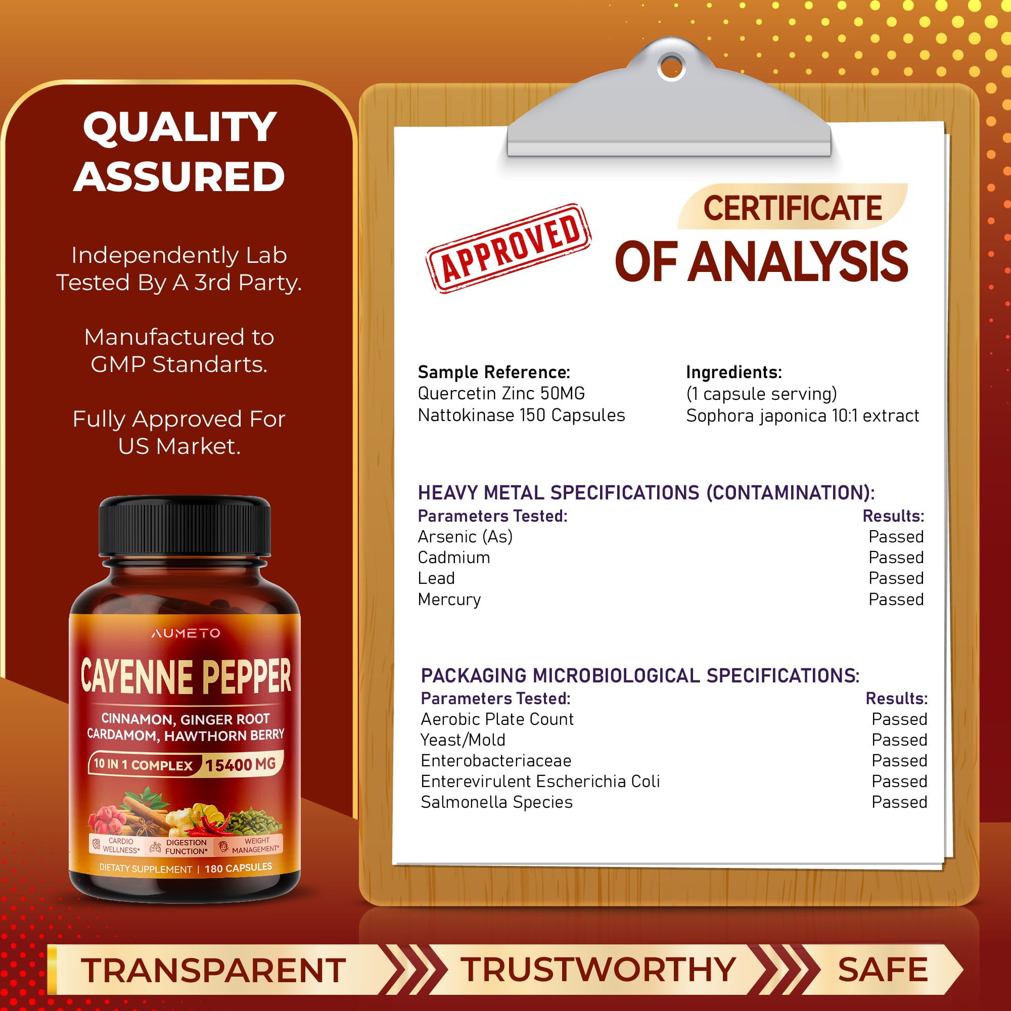 AUMETO Cayenne Pepper 15,400mg Ultra Complex with Cinnamon, Ginger Root, Cardamom AUMETO Au supplements