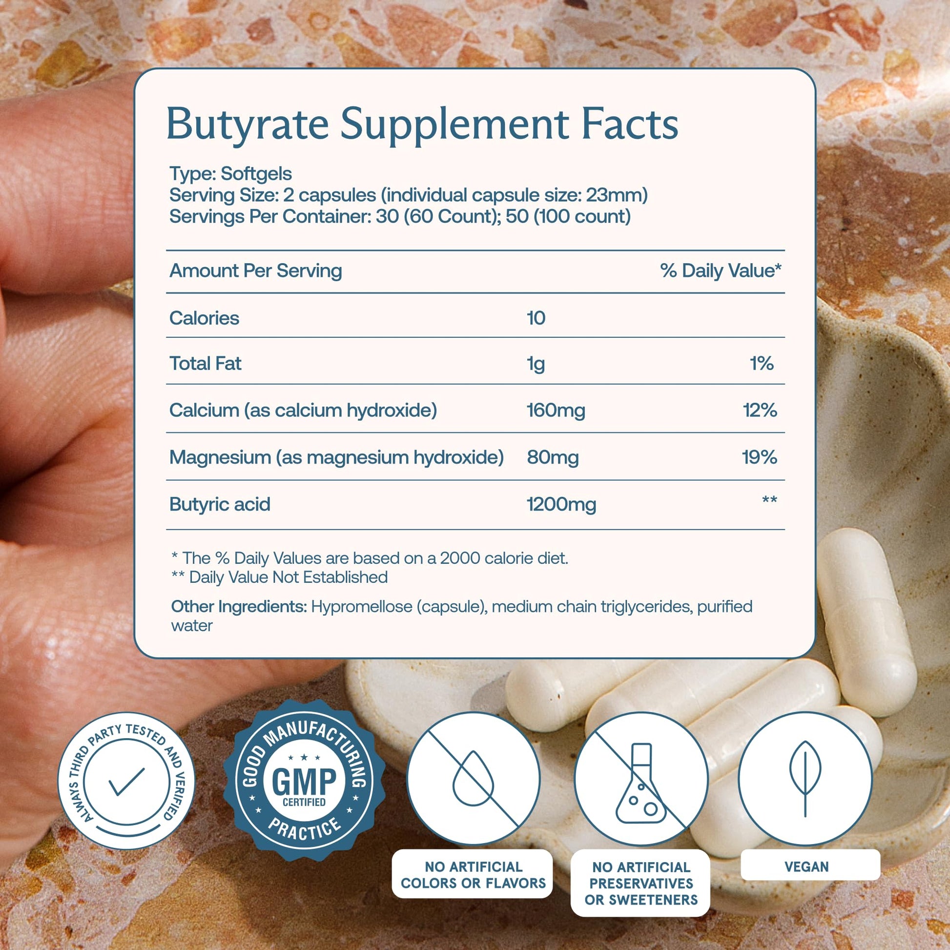 BodyBio Butyrate - Postbiotic for Gut Health, Digestive Support, Bloat, Gas & Constipation Relief, Leaky Gut Repair - Calcium, Magnesium + Butyric Acid Supplement for GI Wellness BodyBio Au supplements
