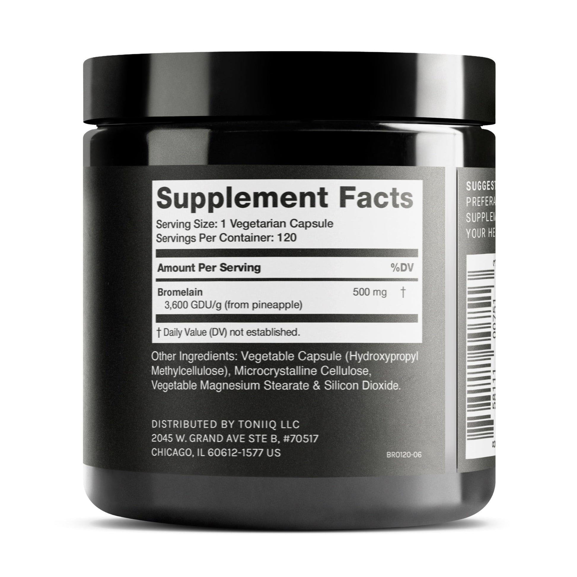 Ultra High Strength Bromelain 500mg - 3600 GDU/Gram - Highly Concentrated and Bioavailable - Third-Party Tested Formula - 120 Vegetarian Capsules - 120 Servings Per Container - Bromelain Supplement Toniiq Au supplements