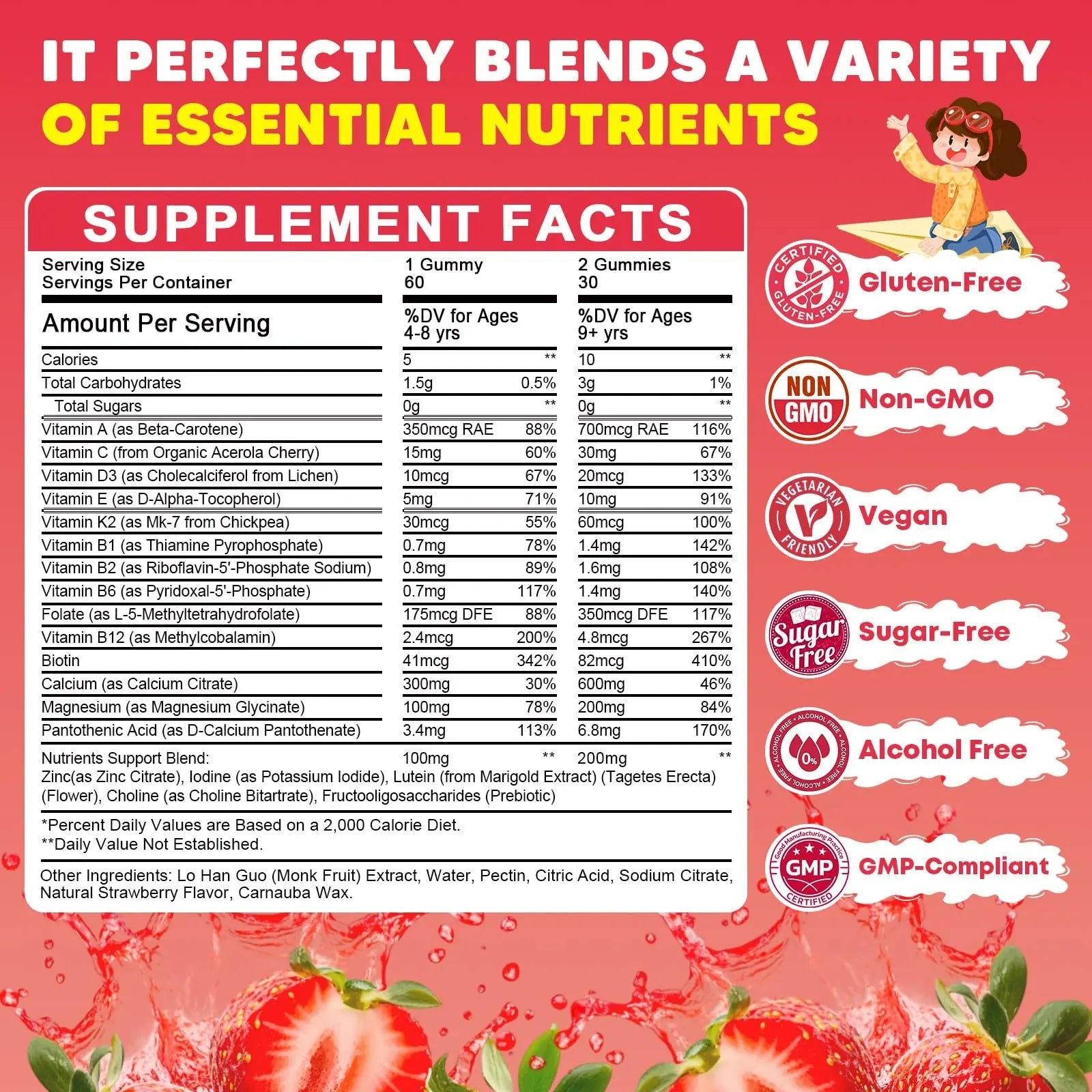 Sugar Free Calcium Multivitamin Gummies for Kids - Nutritional, Immune, Bone Support, Whole Multivitamin, with Vitamins A, C, D, B1, B2, B6, Folate JIANKYTZ Au supplements