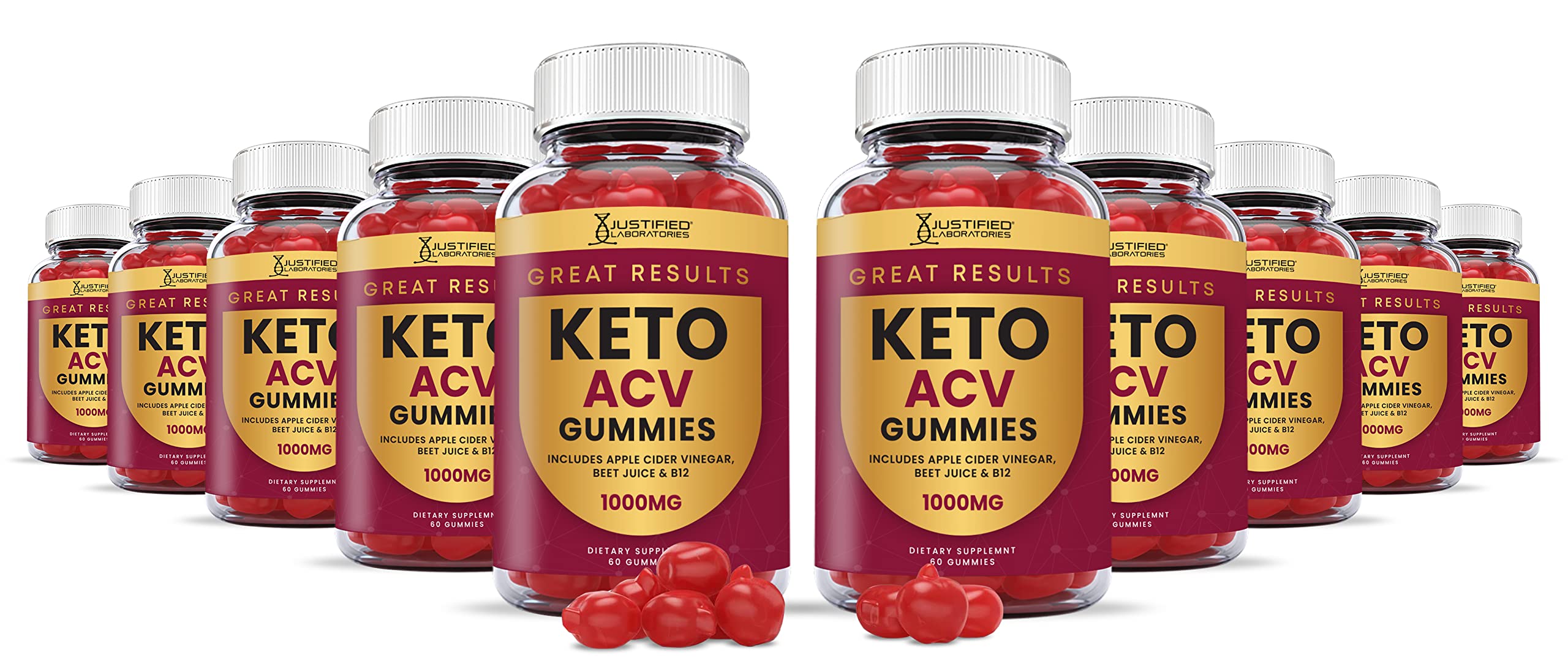 Justified Laboratories (10 Pack) Great Results Keto ACV Gummies 1000MG Justified Laboratories Au supplements
