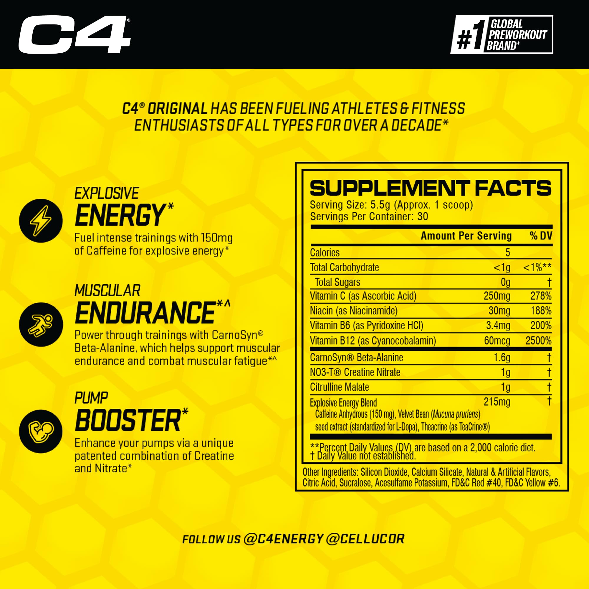Cellucor C4 Original Pre Workout Powder Strawberry Watermelon Ice Sugar Free Preworkou Cellucor Au supplements