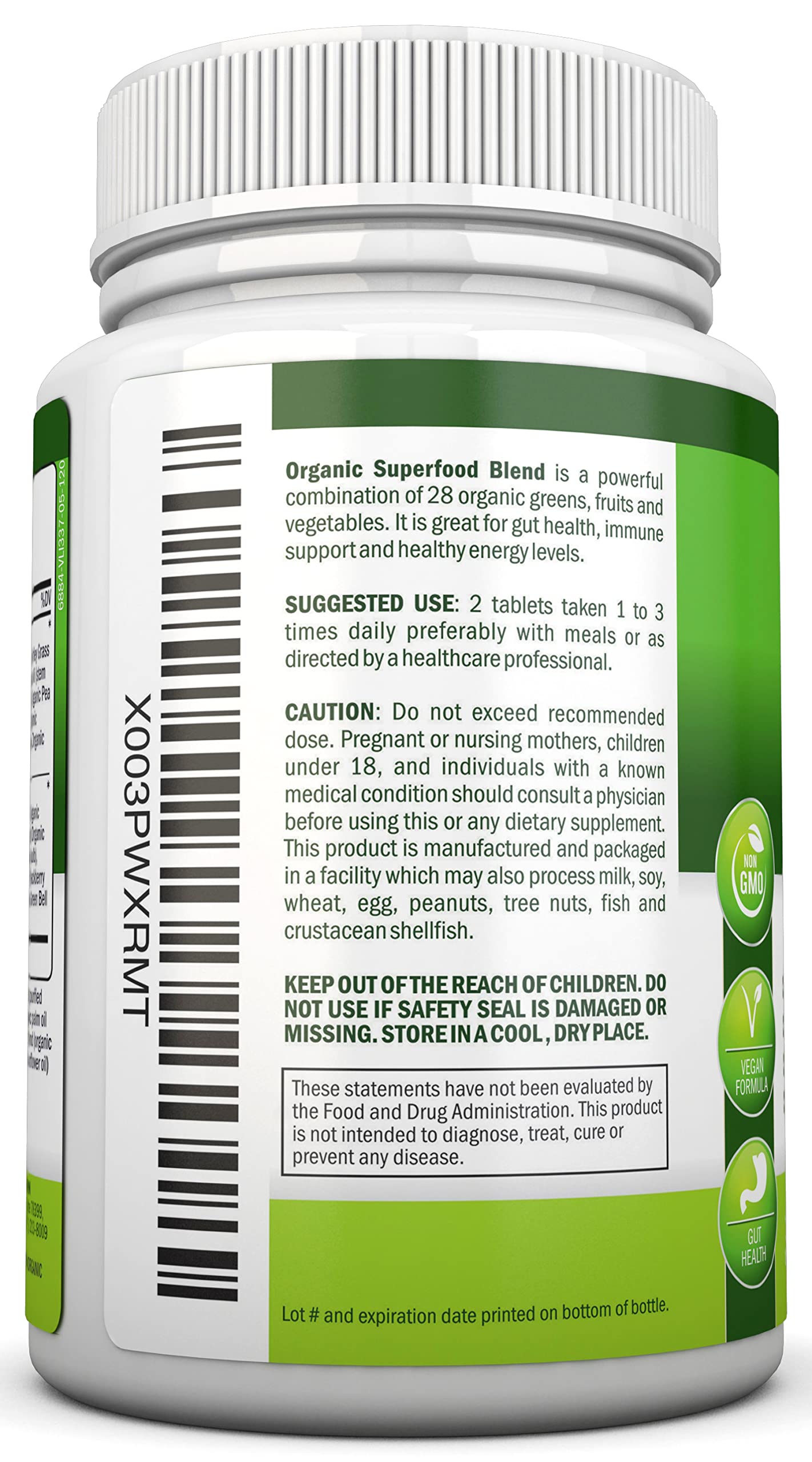 Organic Super Greens Capsules - Fruit And Vegetable Supplements - 120 Count - 28 USDA Organic & Vegan Premium Ingredients - Superfood Blend For Immune Health, Digestion & Energy - Whole Food Vitamins NutriONN Au supplements