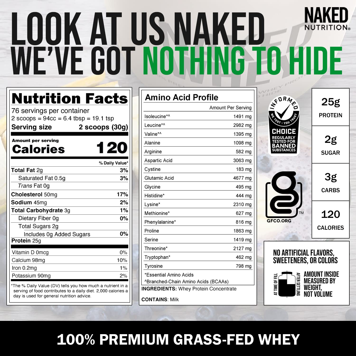 NAKED WHEY 5LB 100% Grass Fed Unflavored Whey Protein Powder - US Farms NAKED Au supplements