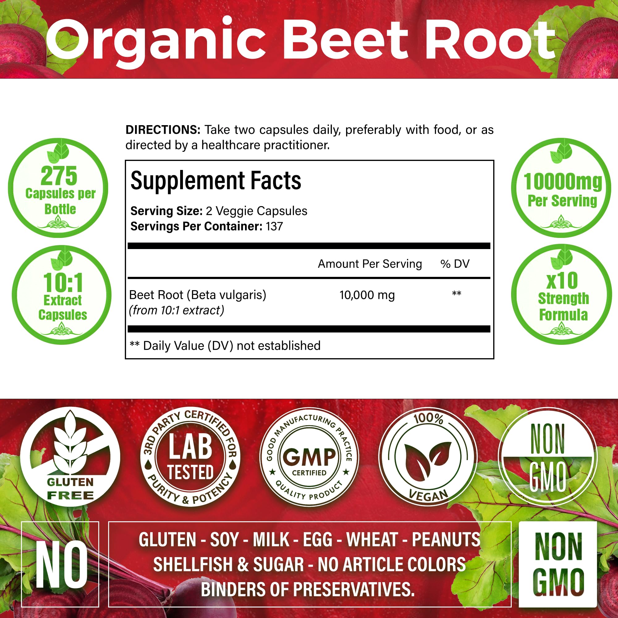 LaVitali 275 Beet Root Extract Capsules, 1000mg per Serving, High Concentrated Herbal LaVitali Au supplements