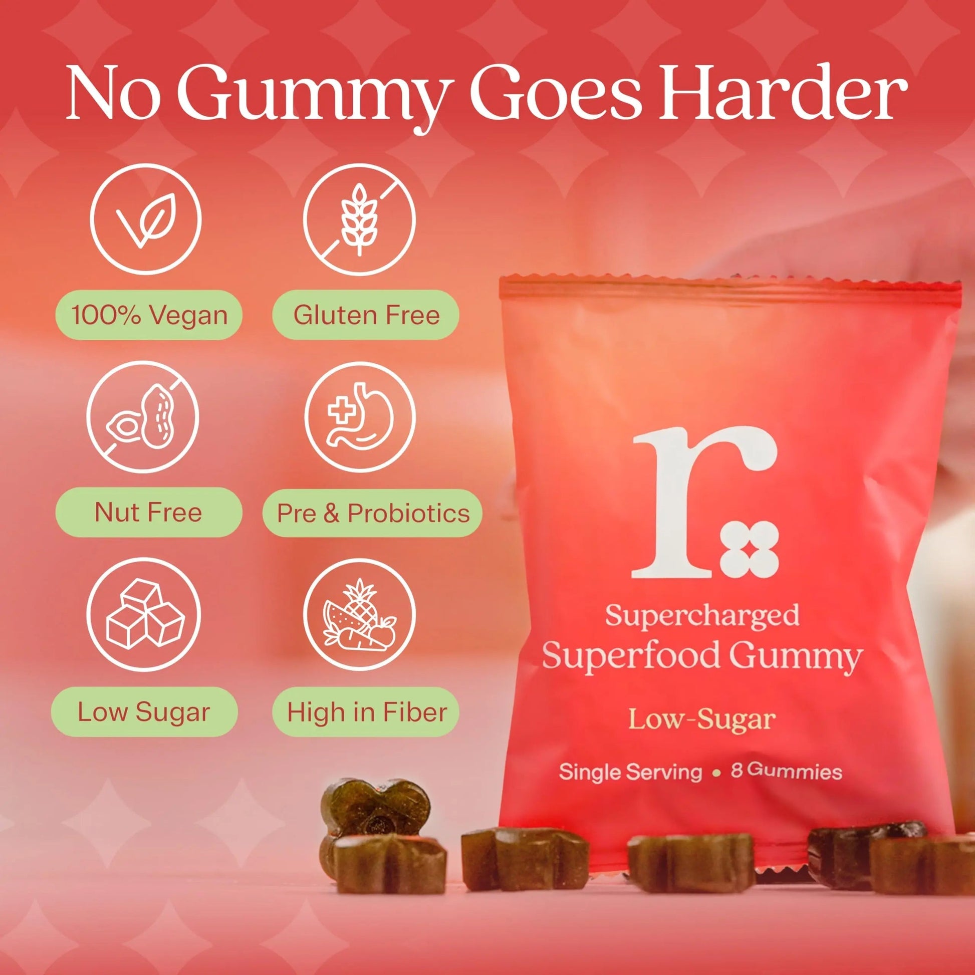 Rizz Low Sugar Green Gummies - 60+ Superfoods 6g Fiber - Prebiotic and Probiotic Gummies - Vegan Multivitamins for Women & Men Rizz Au supplements