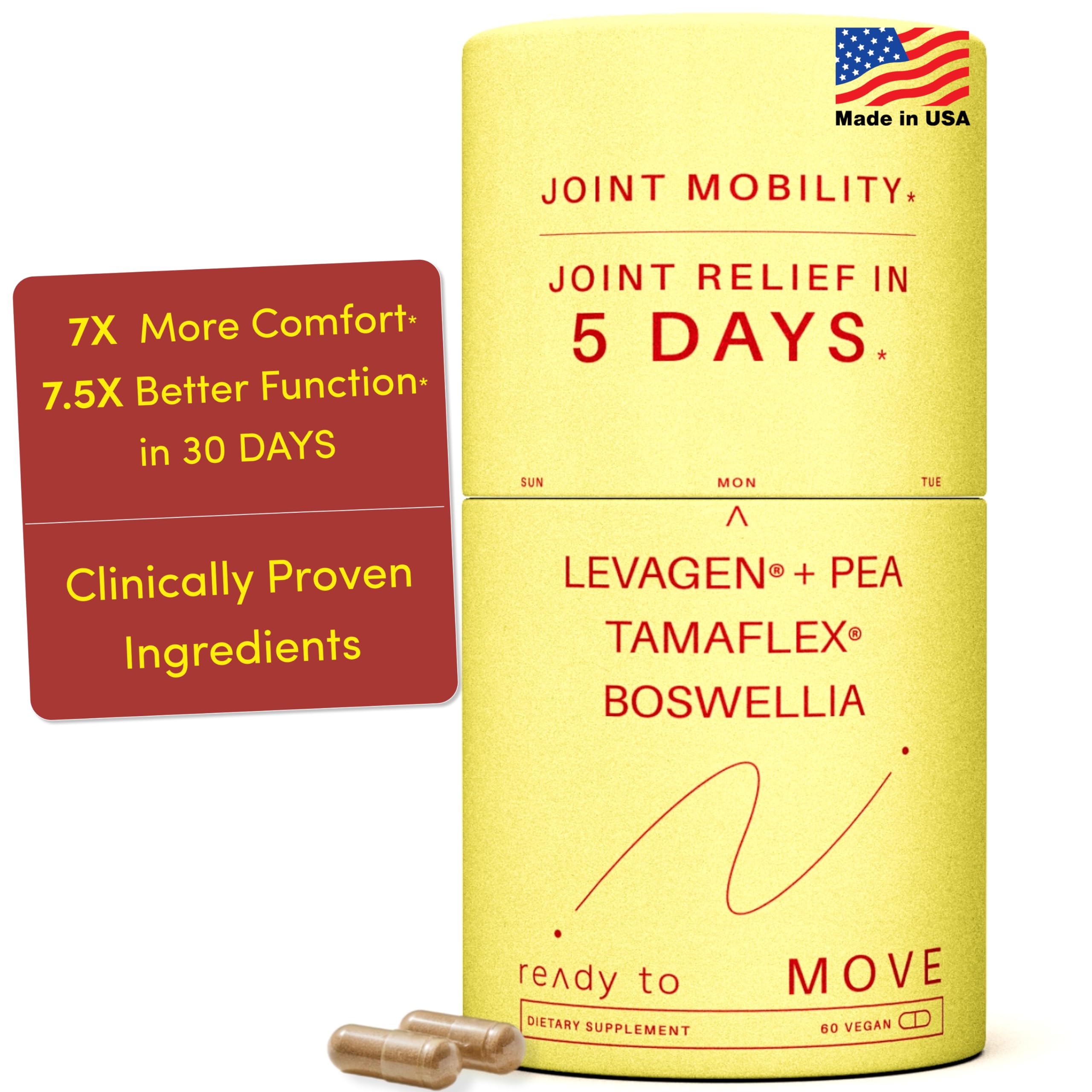 MOVE Fast Acting Joint Supplements | Tamaflex® Turmeric & Tamarind, Levagen®+ PEA Palmitoylethanolamide, Boswellia Serrata, Bioperine® Black Pepper Extract | Joint Support & Mobility | 60 Vegan Caps Ready To Au supplements