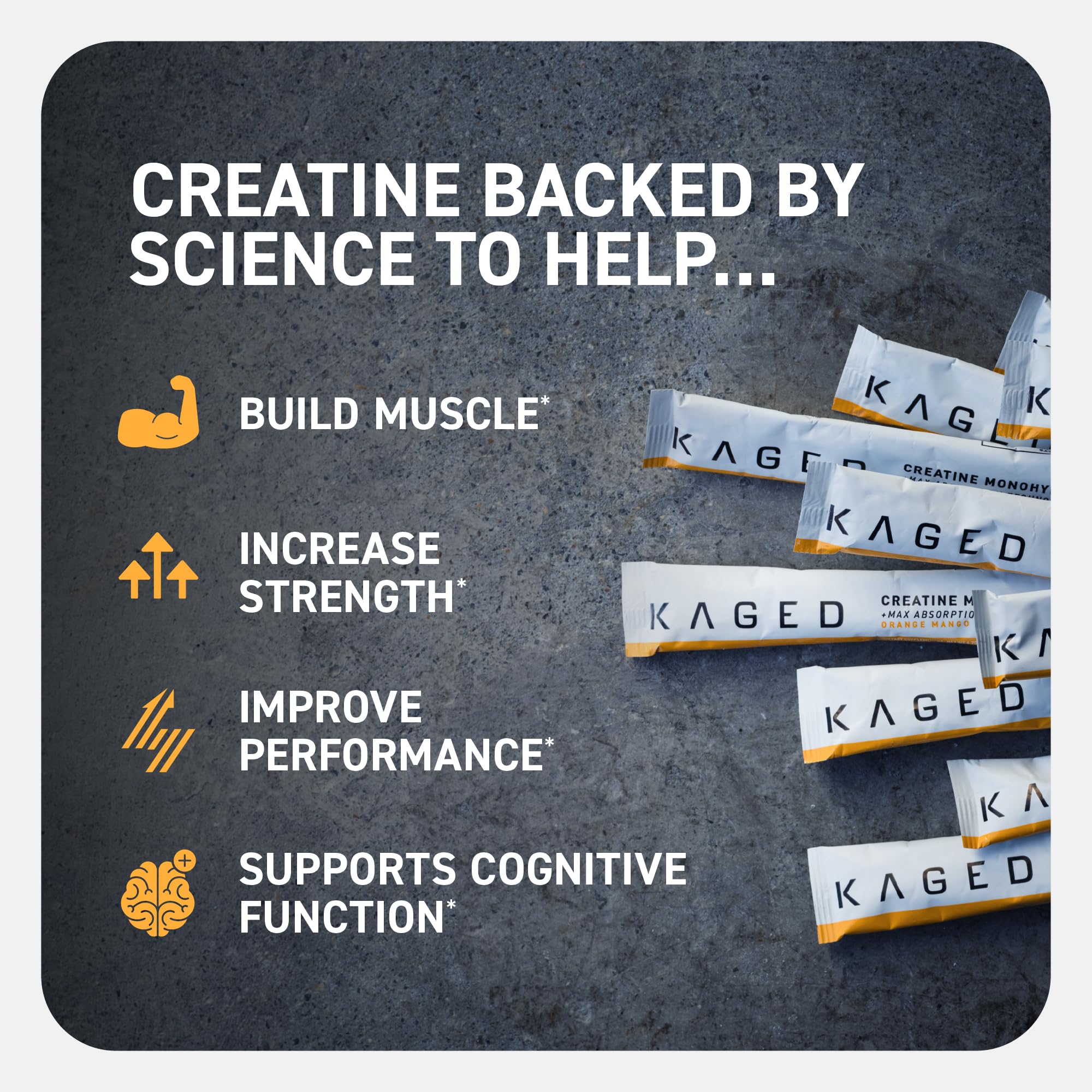 Kaged Creatine Monohydrate + Max Absorption Technology | Micronized Powder Stick Packs | Strawberry Lemonade | Muscle Building & Recovery | Brain Health | Supplements for Men & Women | 25 Servings Kaged Au supplements