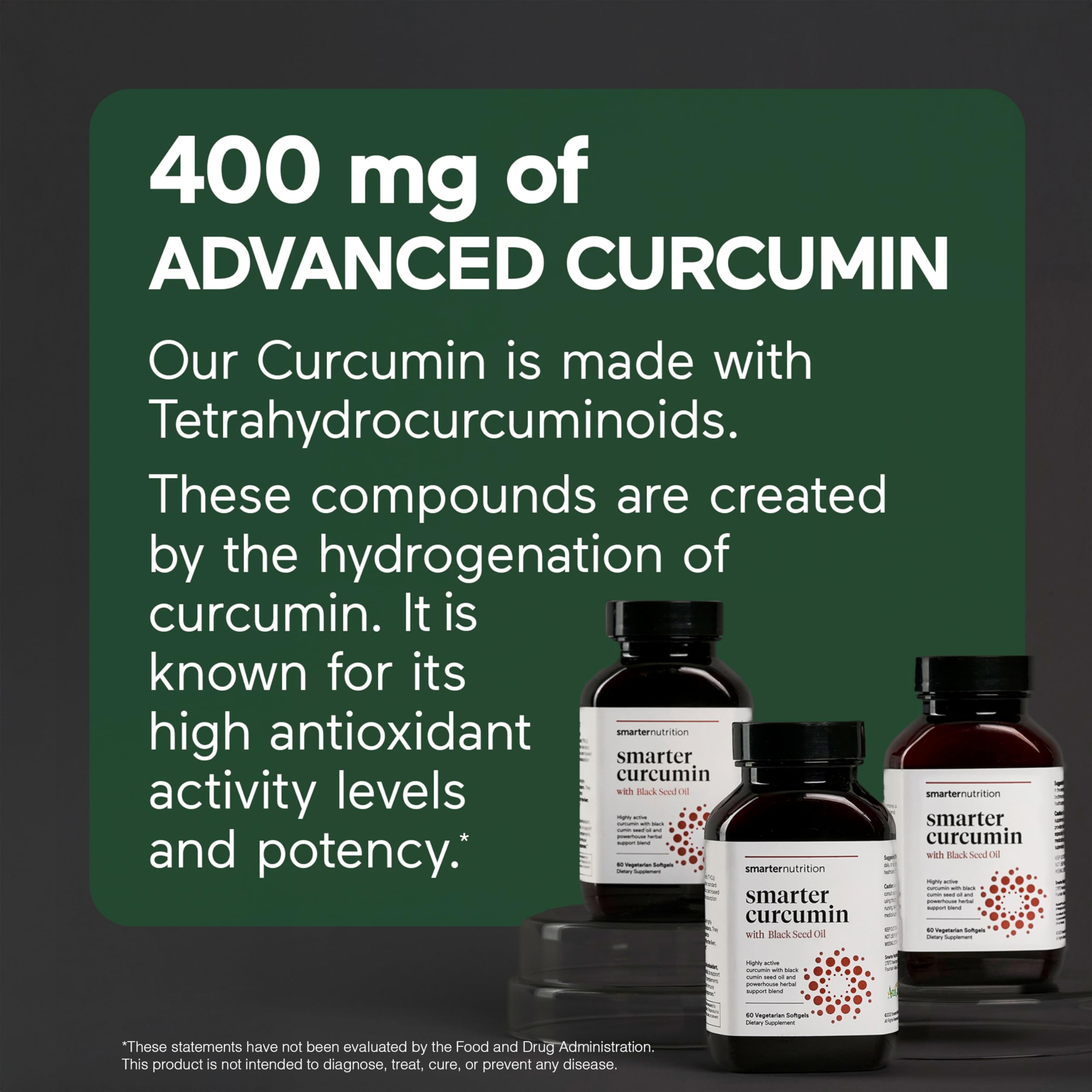 SMARTERNUTRITION Curcumin Softgels - Vegan High Absorption 400 mg Turmeric Supplement + Black Seed Oil & Ginger - 95% Tetrahydrocurcuminoids Non-GMO, USA Manufactured - 60 Ct[30 Servings] SMARTERNUTRITION Au supplements