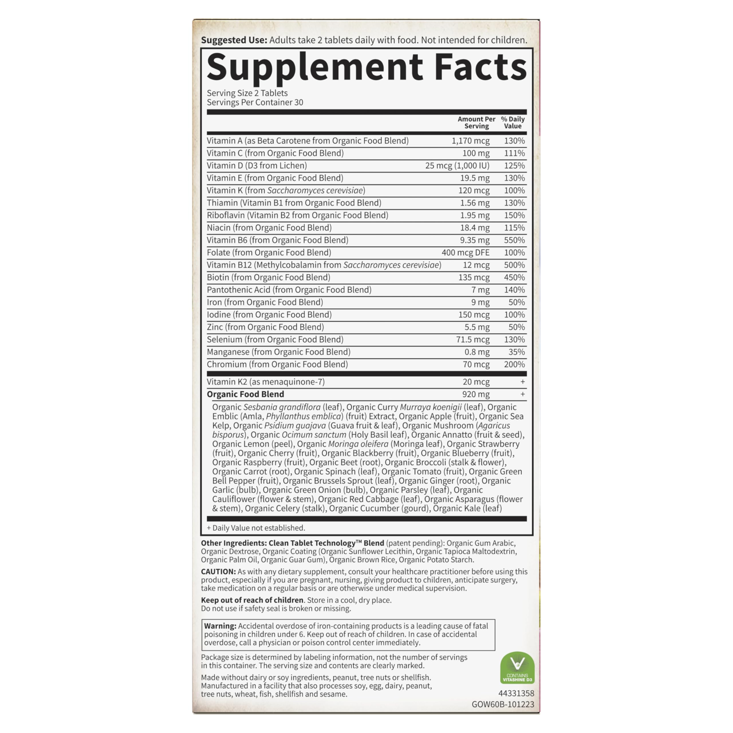 Garden of Life Organics Organic Multivitamin for Women - Womens Multi with Vitamin C, D, Folate, B6, B12, Biotin, Iron Garden of Life Au supplements