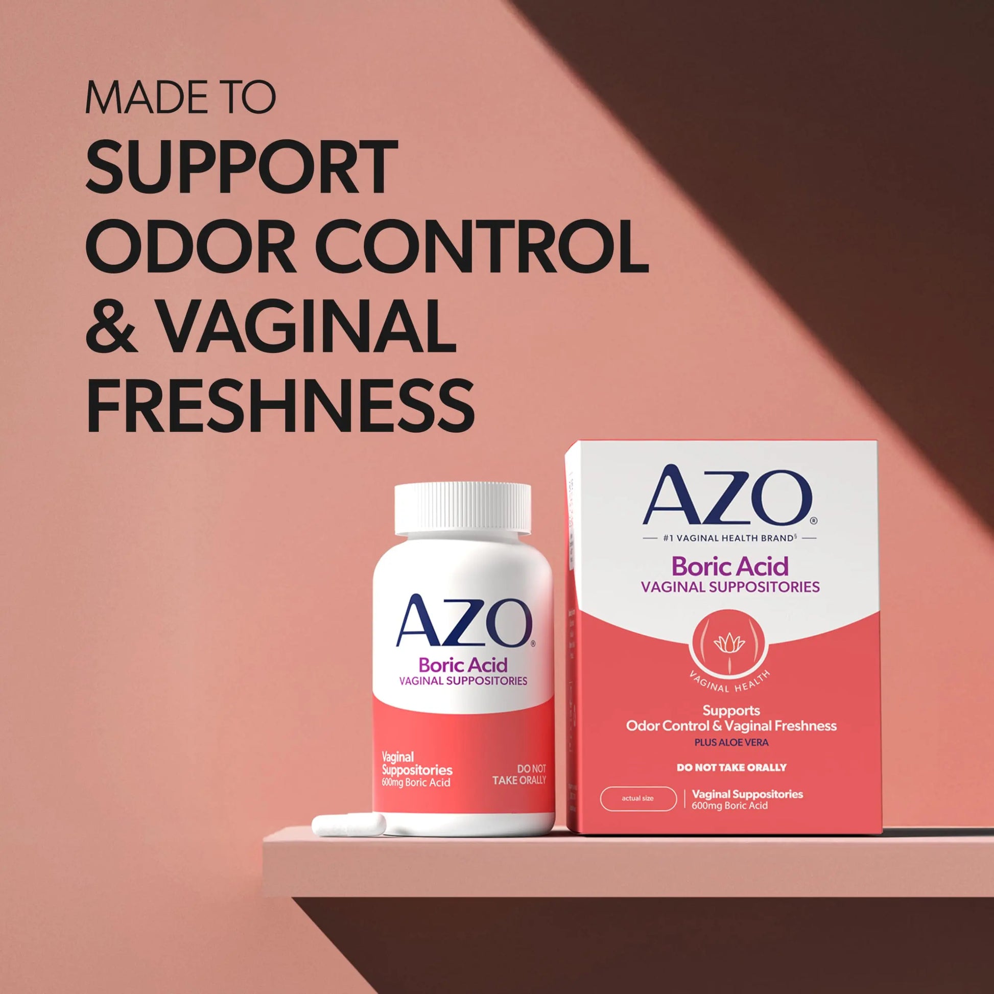 AZO® Boric Acid Vaginal Suppositories for Women, Helps Support Odor Control with Clinically Studied Boric Acid, Non-GMO, 30 Count AZO Au supplements