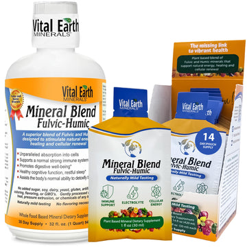 Vital Earth Minerals Detox & Wellness Support – Fulvic Humic Mineral Blend with 70+ Trace Minerals, Electrolytes, 32 Oz Bottle + 14 Single-Serve Packs Vital Earth Minerals Au supplements