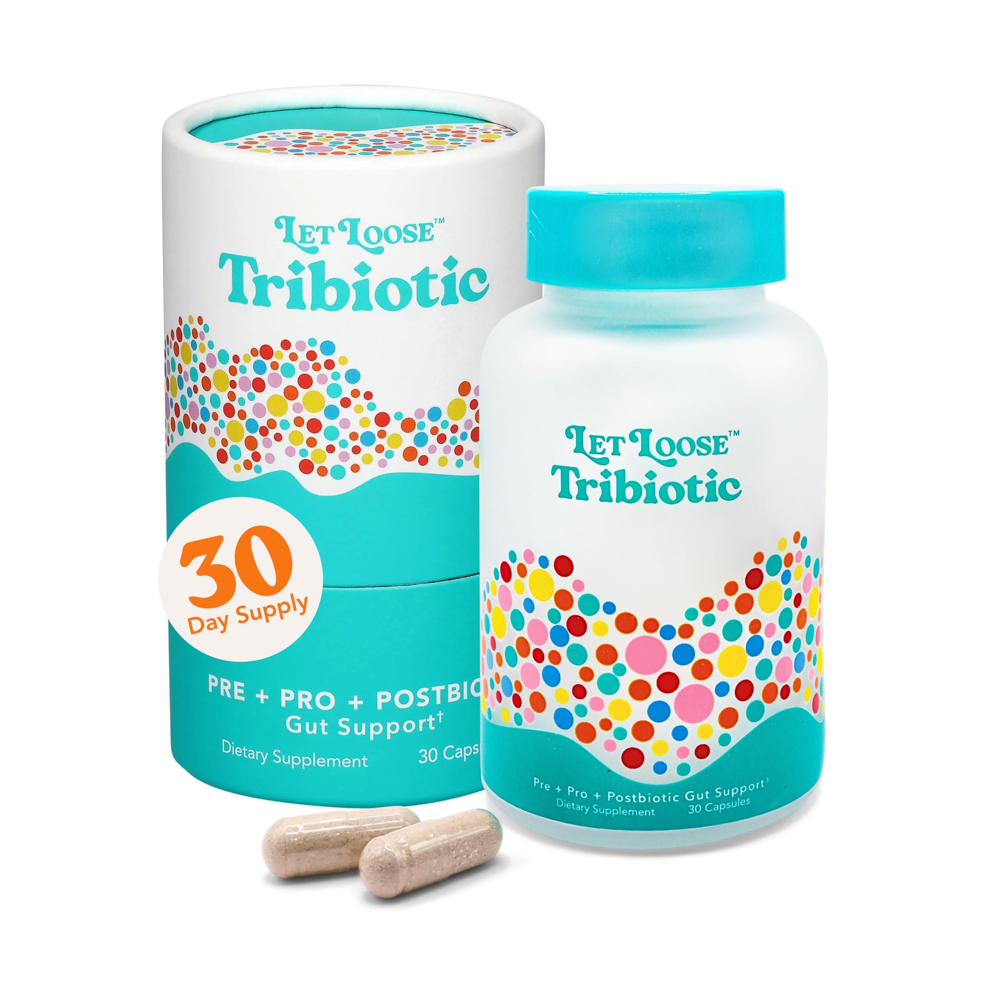 Let Loose Daily Tribiotic Pills - Probiotics, Prebiotics, and Postbiotics to Feed Your Microbiome and Support Smooth Daily Digestion, Gut Health, Gut Lining Repair for Women and Men, 30 Capsules Let Loose Au supplements