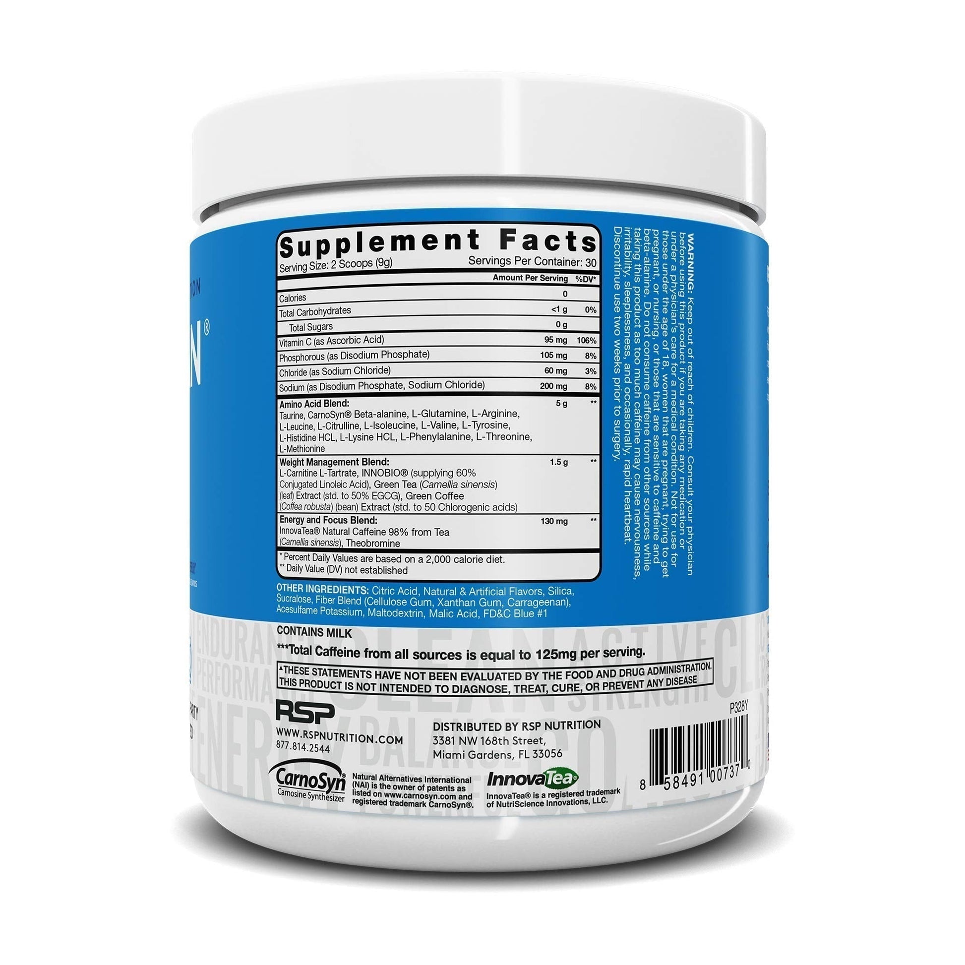 RSP NUTRITION AminoLean Pre Workout Energy (Blue Raspberry 30 Servings) with TrueFit RSP NUTRITION Au supplements