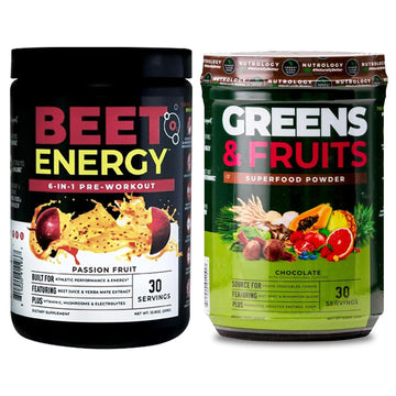 Nutrology Greens & Fruits Powder-Naturally Sourced Superfood, Chocolate (30 Servings) Beet Natural O2, Pre Workout Powder, Passion Fruit Flavor (30 Servings) Nutrology Au supplements