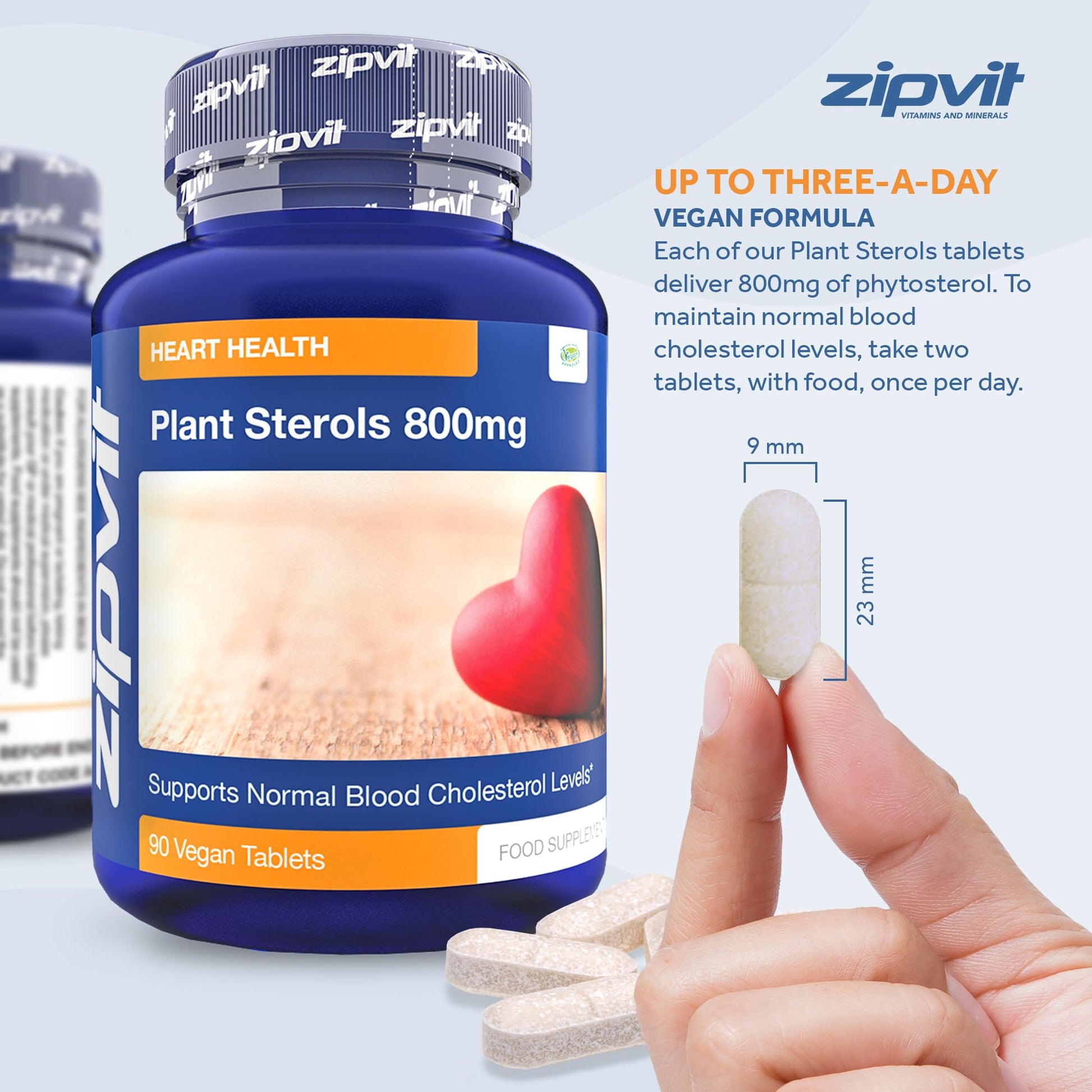 Plant Sterols High Strength 800mg, 90 Vegan Tablets, Supports and Helps Lower Zipvit Au supplements