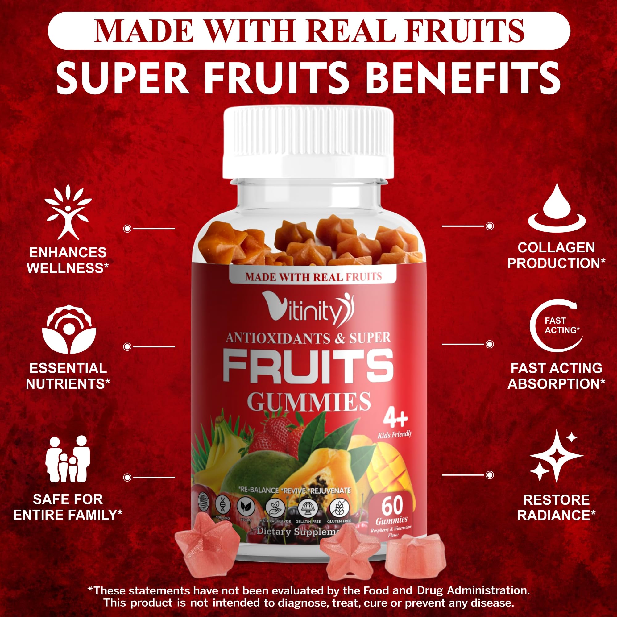 VITINITY Made with Real Super Fruits Delicious Gummy Supplement,Men,Women & Kids VITINITY Au supplements