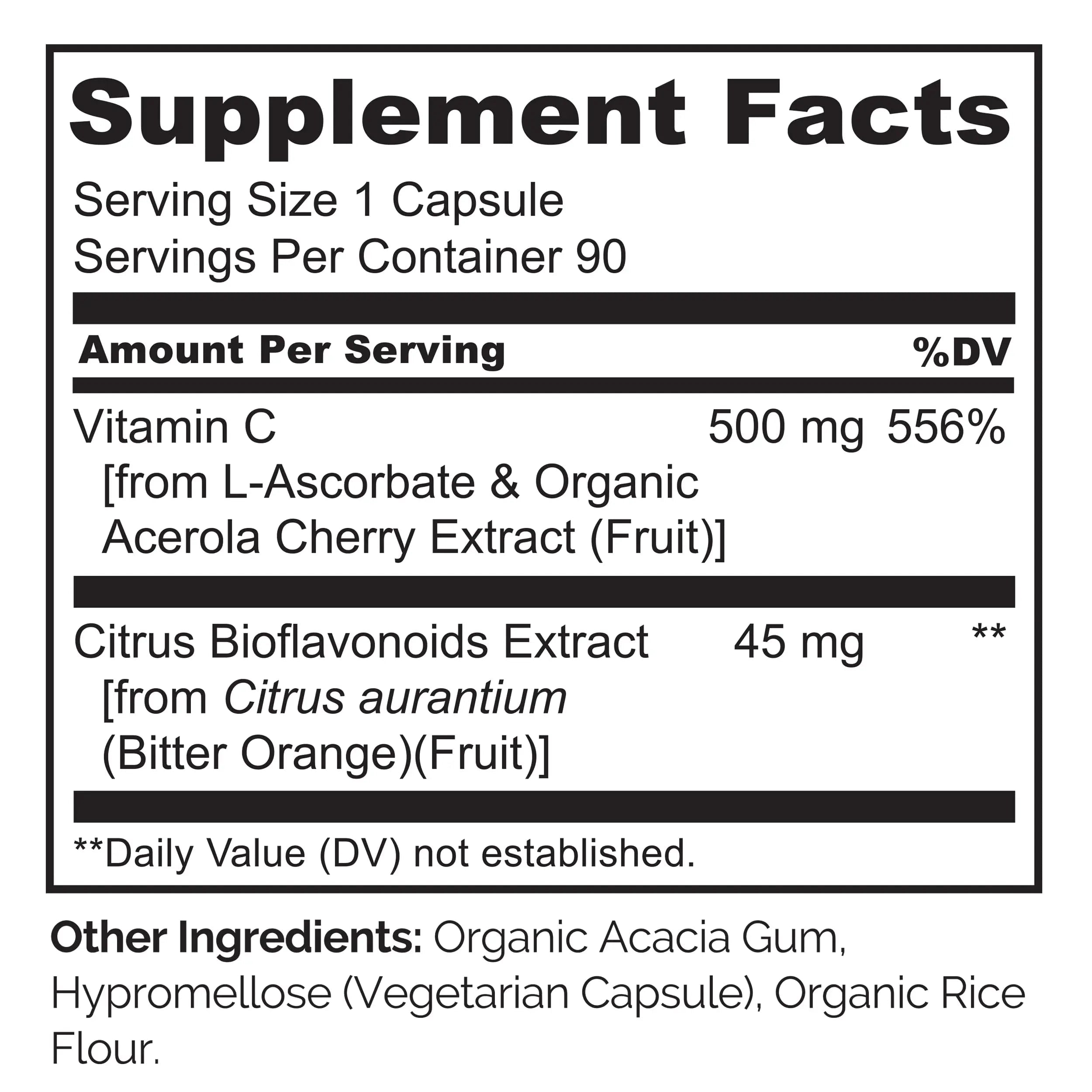 NATURELO Vitamin C with Organic Acerola Cherry Extract and Citrus Bioflavonoids - Vegan Supplement - Immune Support NATURELO Au supplements