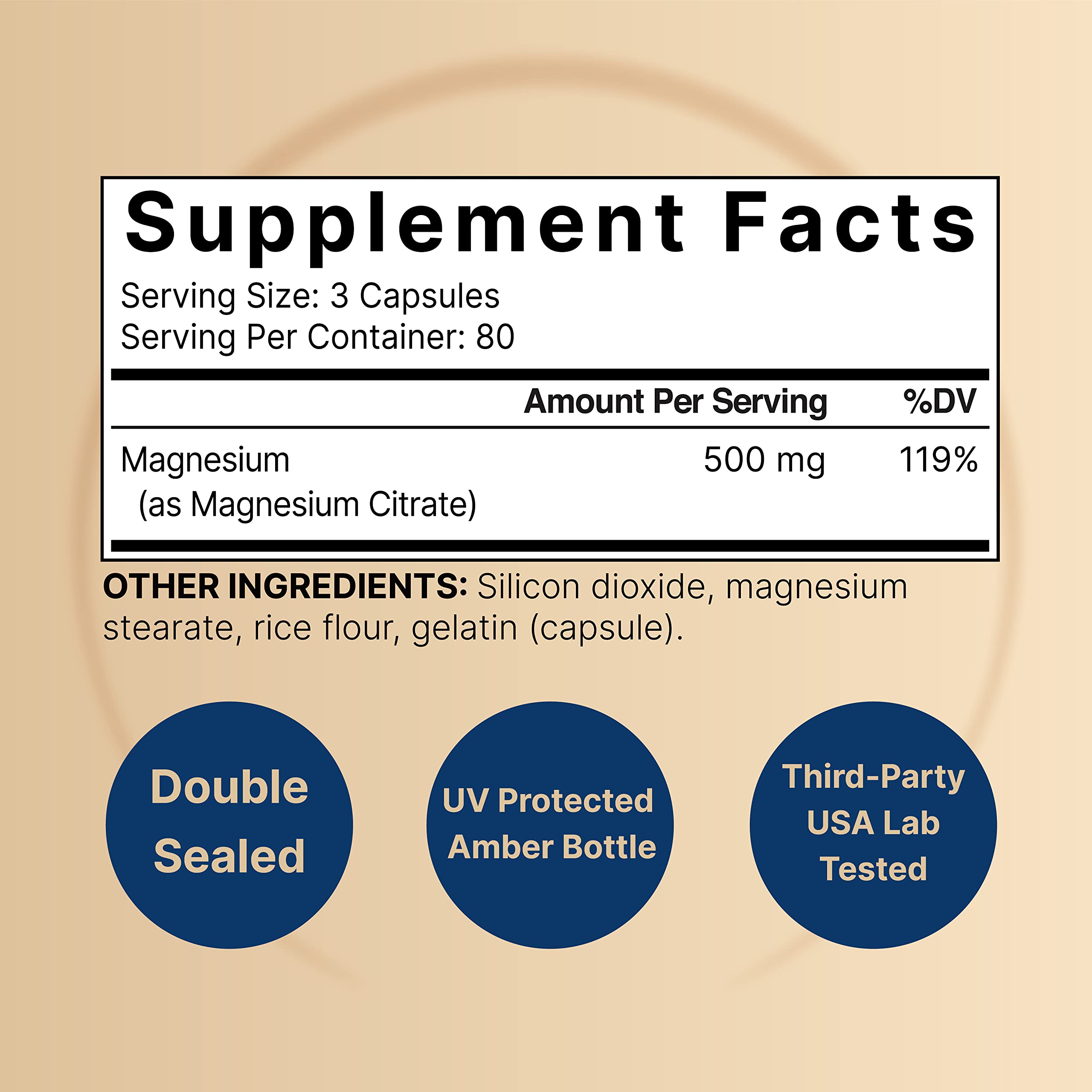 NatureBell Magnesium Citrate 500mg, 240 Capsules | High Purity Elemental Form NatureBell Au supplements