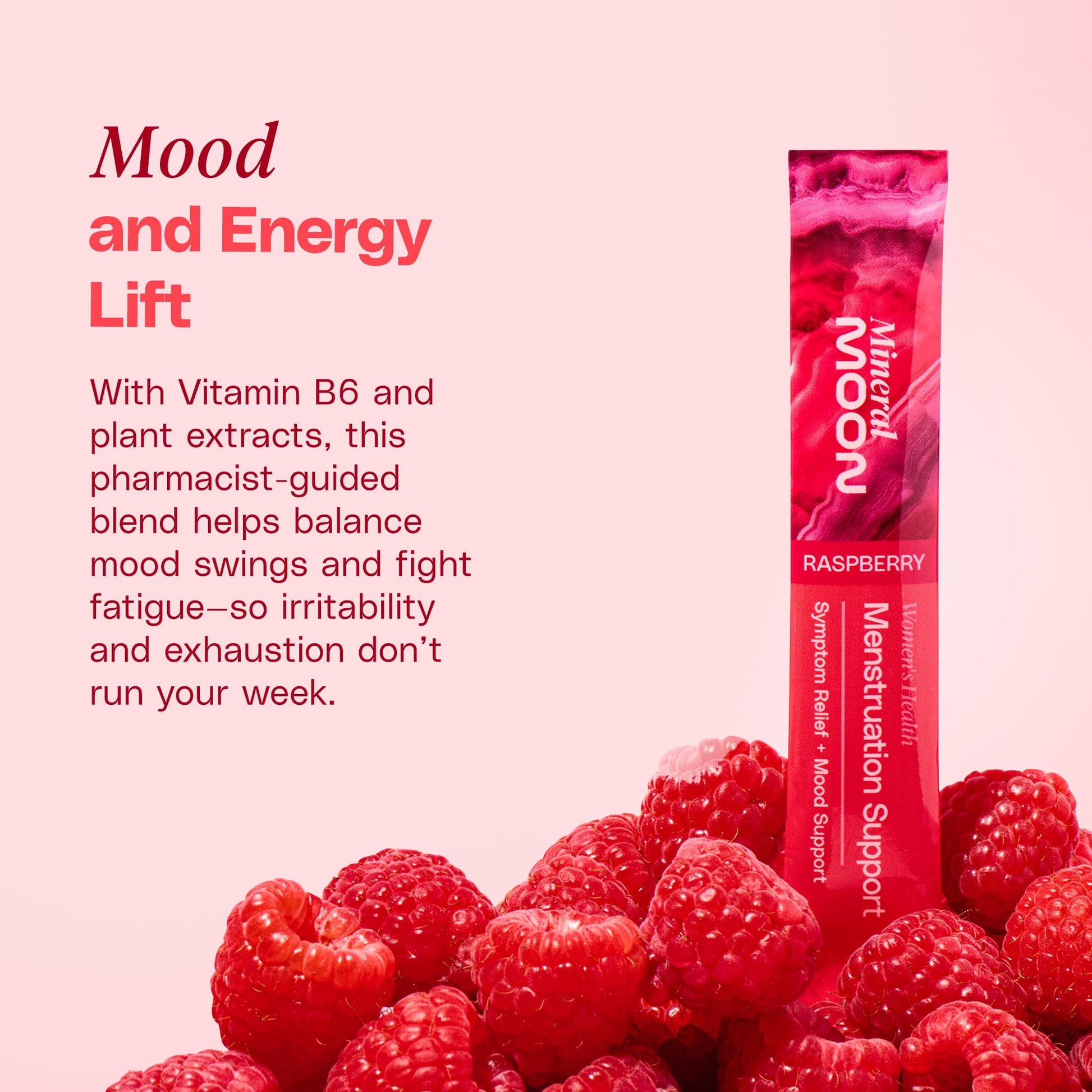 Mineral Moon Premium Menstruation Support - 14 Sachets Raspberry Drink - Hormonal Balance & PMS Support - Reduce Period Cramps, Fatigue & Nausea -with Magnesium Bisglycinate, BenfoPure B1 & Vitamin B6 Mineral Moon Au supplements