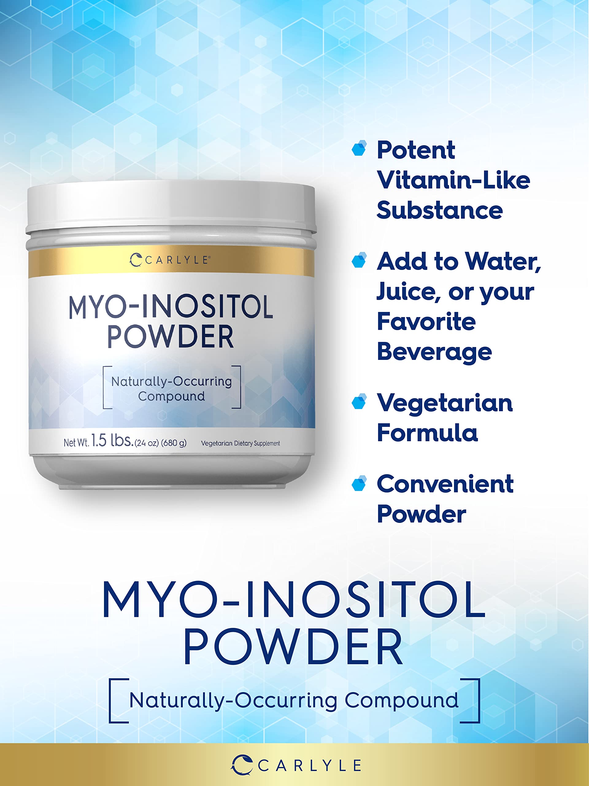 Carlyle Myo-Inositol Powder Supplement | 1.5 lbs | Naturally Occuring Compound Carlyle Au supplements
