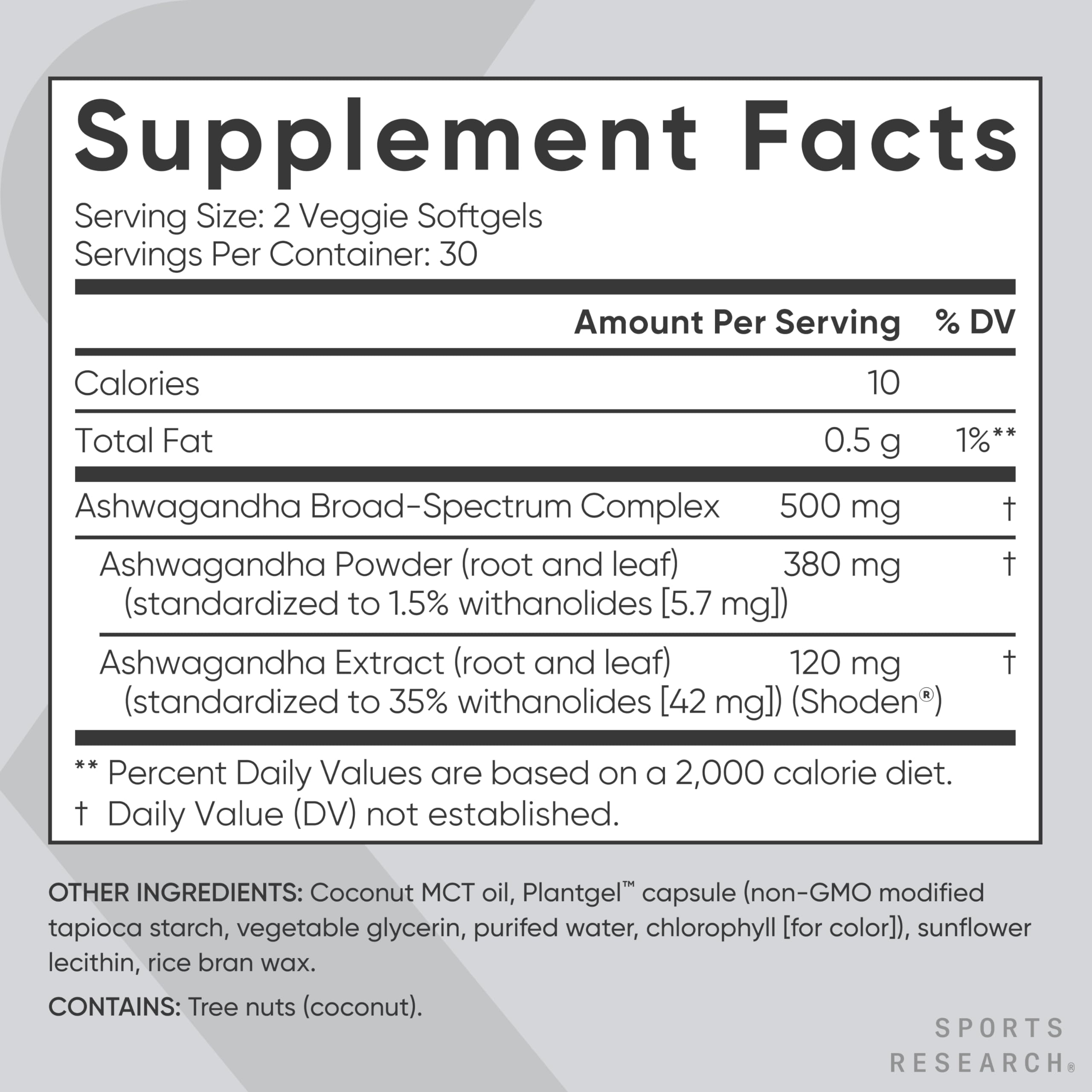 Sports Research® Ashwagandha Softgels with Coconut MCT Oil - Natural Adaptogen Sports Research Au supplements