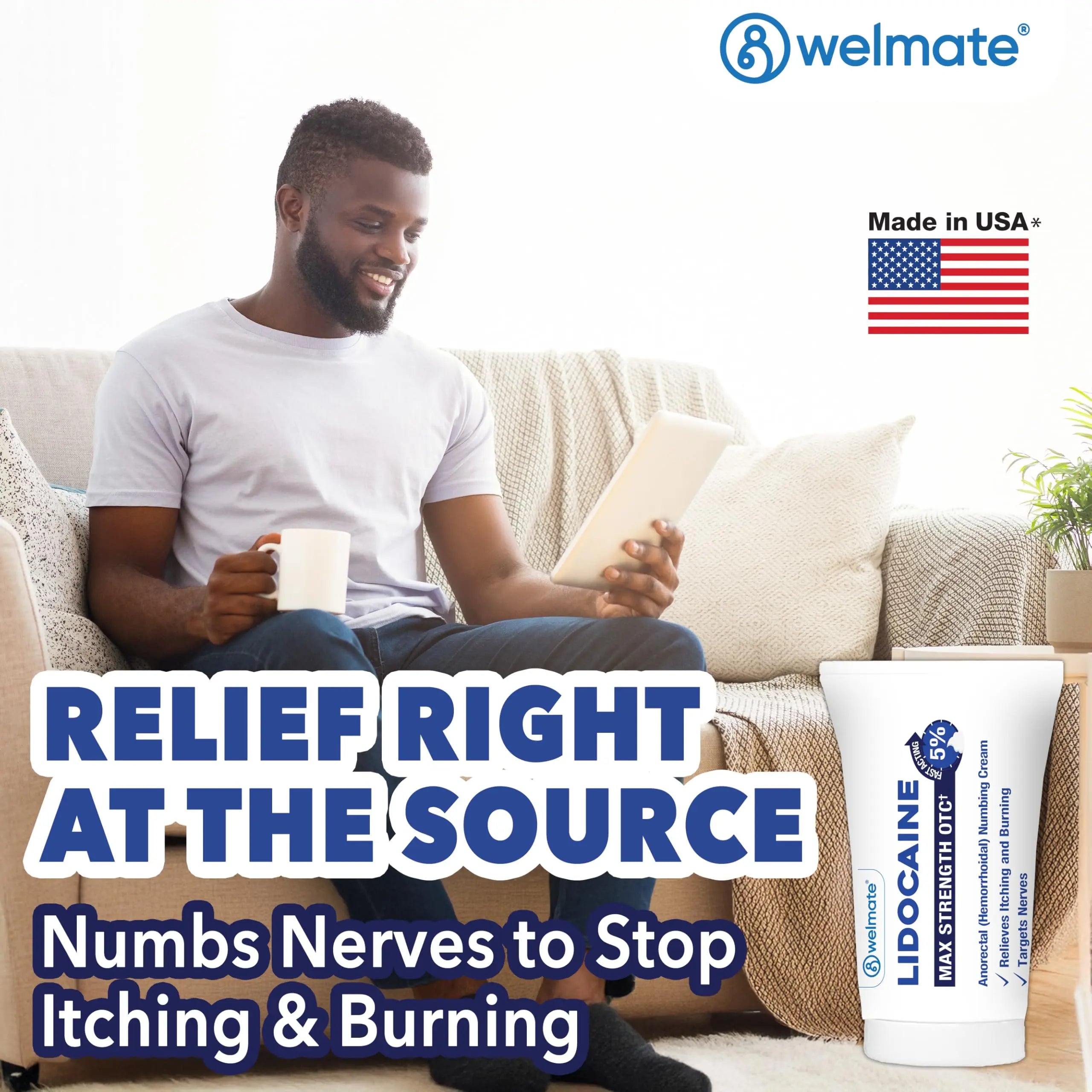 WELMATE 5% Lidocaine Cream for Hemorrhoids – Fast-Acting Lidocaine Numbing Cream & Topical Analgesic Cream for Anorectal Itch Relief, Unscented, Child Resistant Packaging 2 oz (60g) WELMATE Au supplements