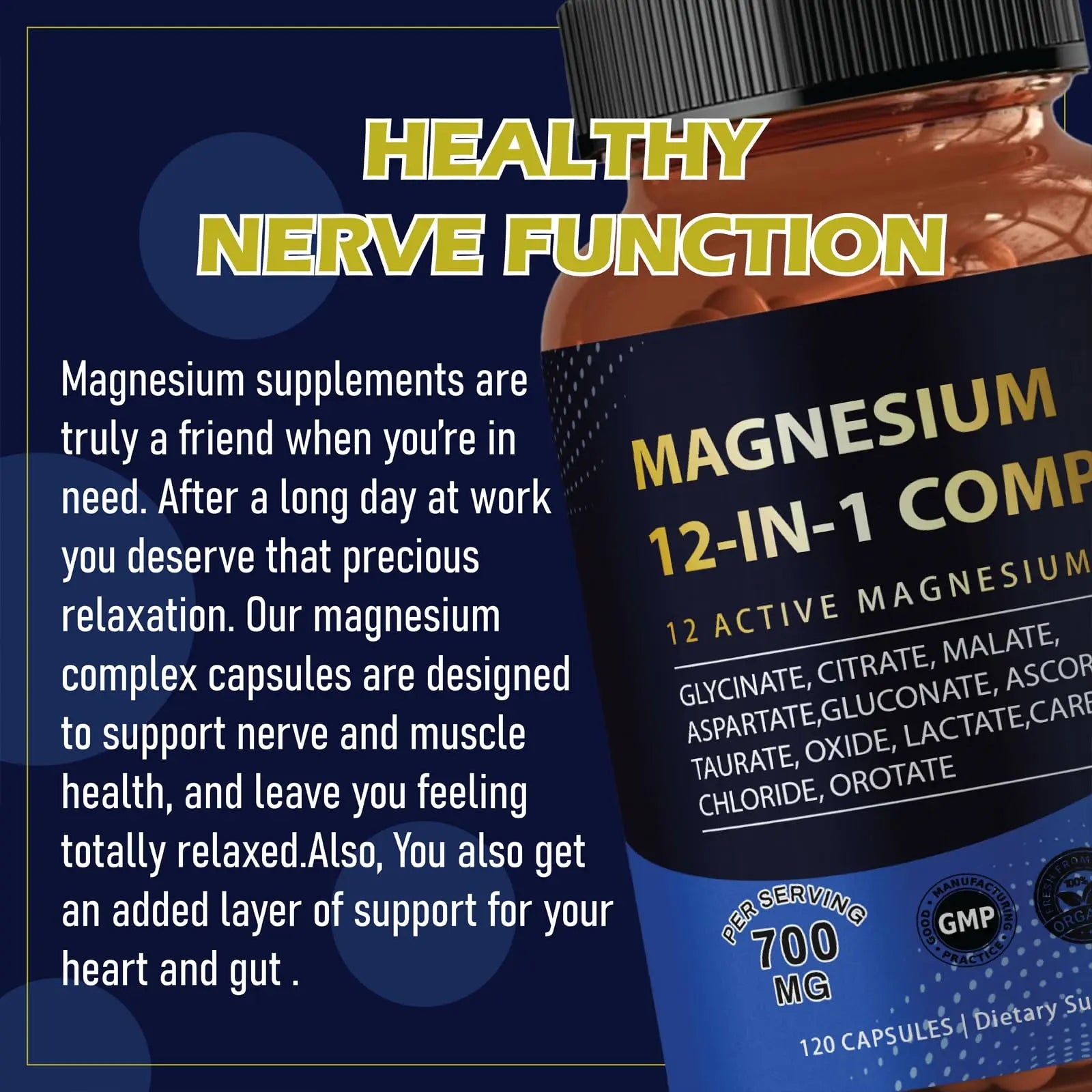 Puravita Magnesium Complex 700mg 12 in 1 Magnesium Supplement with Glycinate, Citrate, Malate & More | Easy Absorption, Energy Support, Vegan & Non-GMO | 120 Capsules (1pc) YPRYPR Au supplements