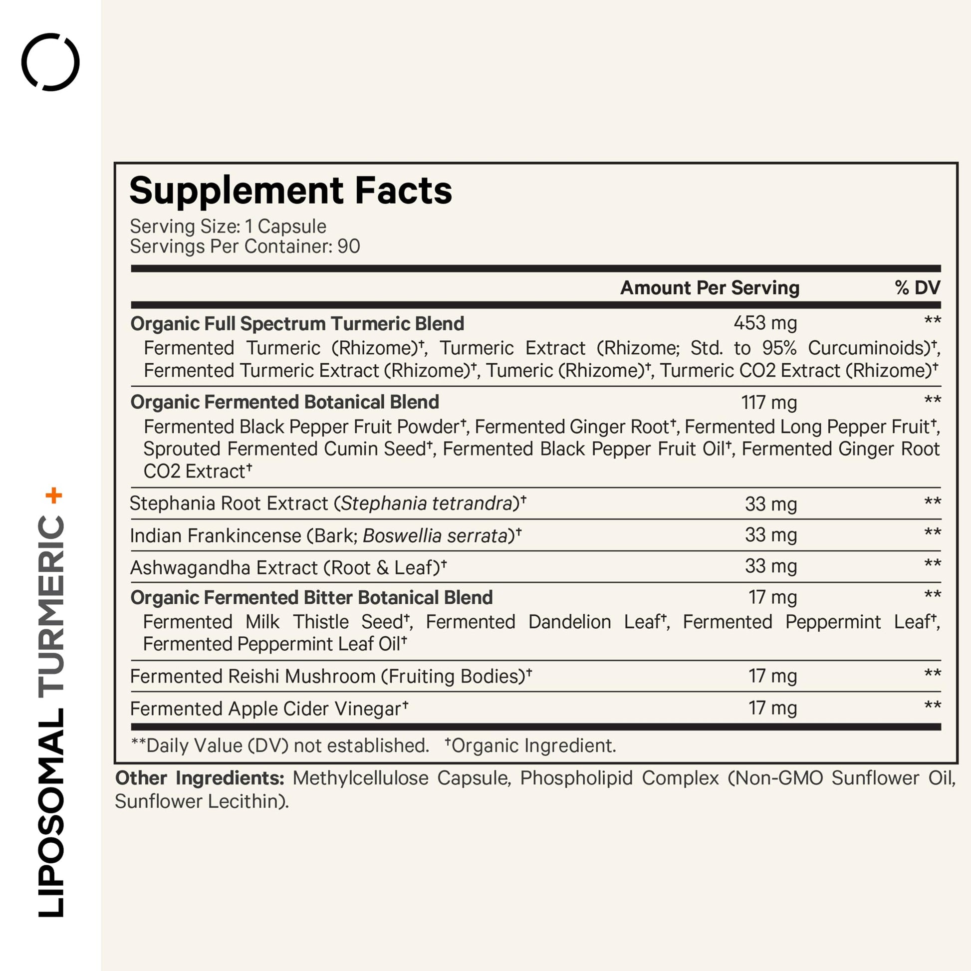 Codeage Organic Turmeric Supplement - 95% Curcumin Extract Pills - Liposomal Fermented Botanical Blend Black Pepper, Ashwagandha, Ginger, Stephania, Boswelia, Cumin, Digestive Bitters - 90 Capsules Codeage Au supplements