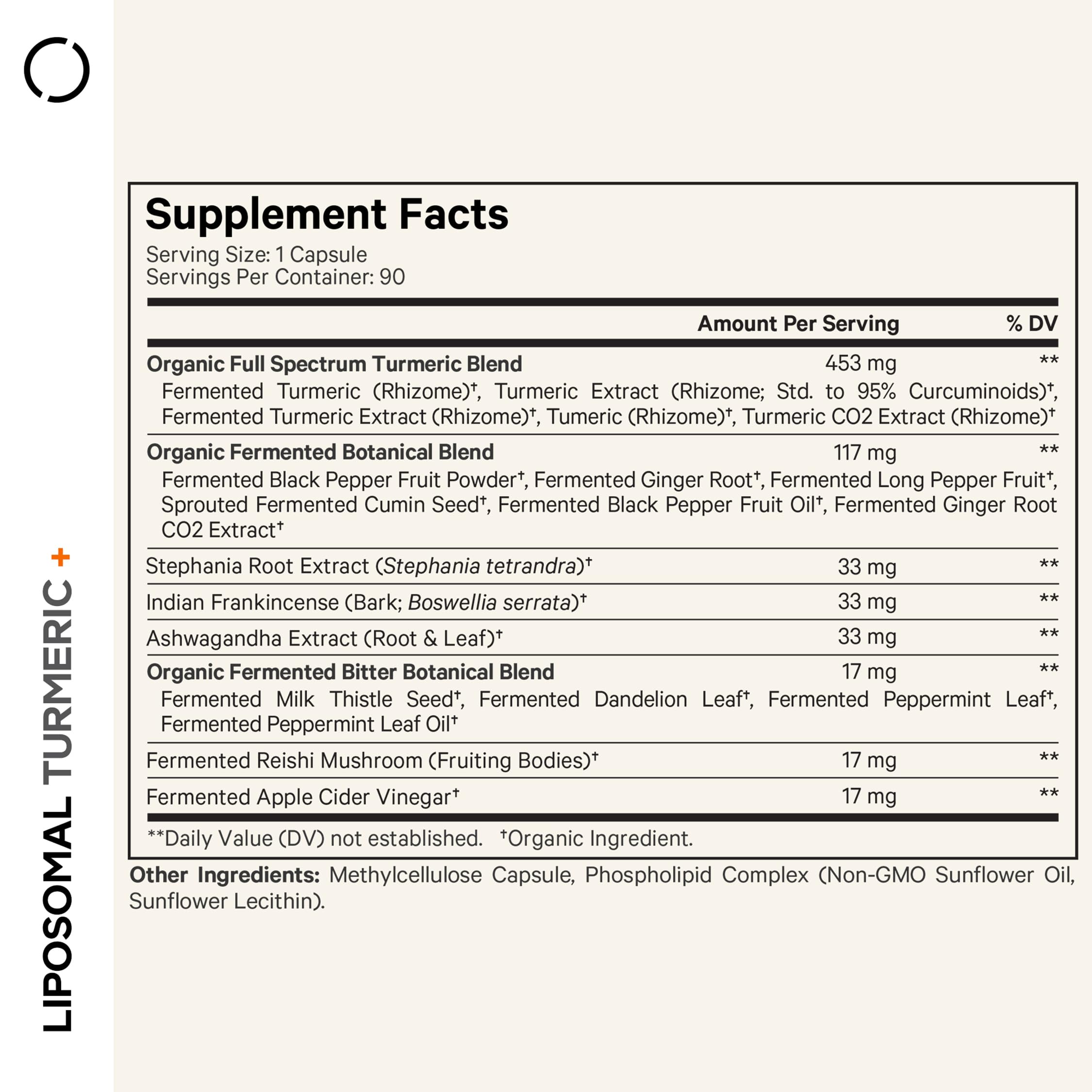 Codeage Organic Turmeric Supplement - 95% Curcumin Extract Pills - Liposomal Fermented Botanical Blend Black Pepper, Ashwagandha, Ginger, Stephania, Boswelia, Cumin, Digestive Bitters - 90 Capsules Codeage Au supplements