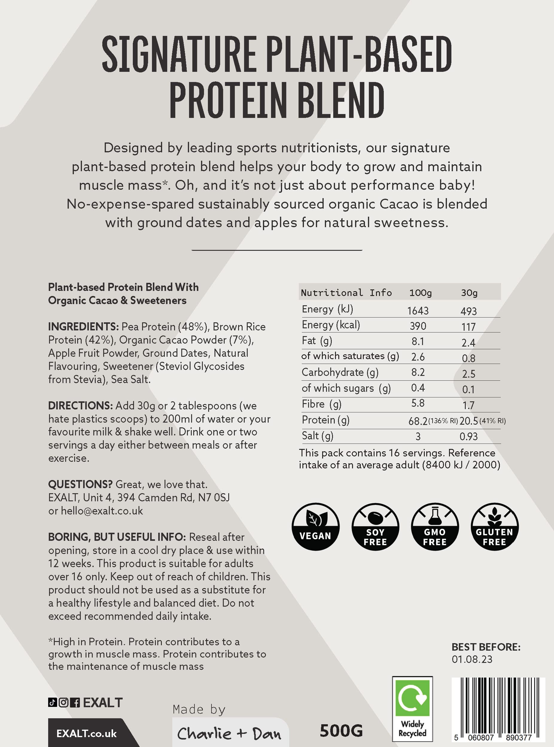 EXALT Vegan Protein Powder - 100% Plant-Based – Gluten Free - Keto Friendly EXALT Au supplements