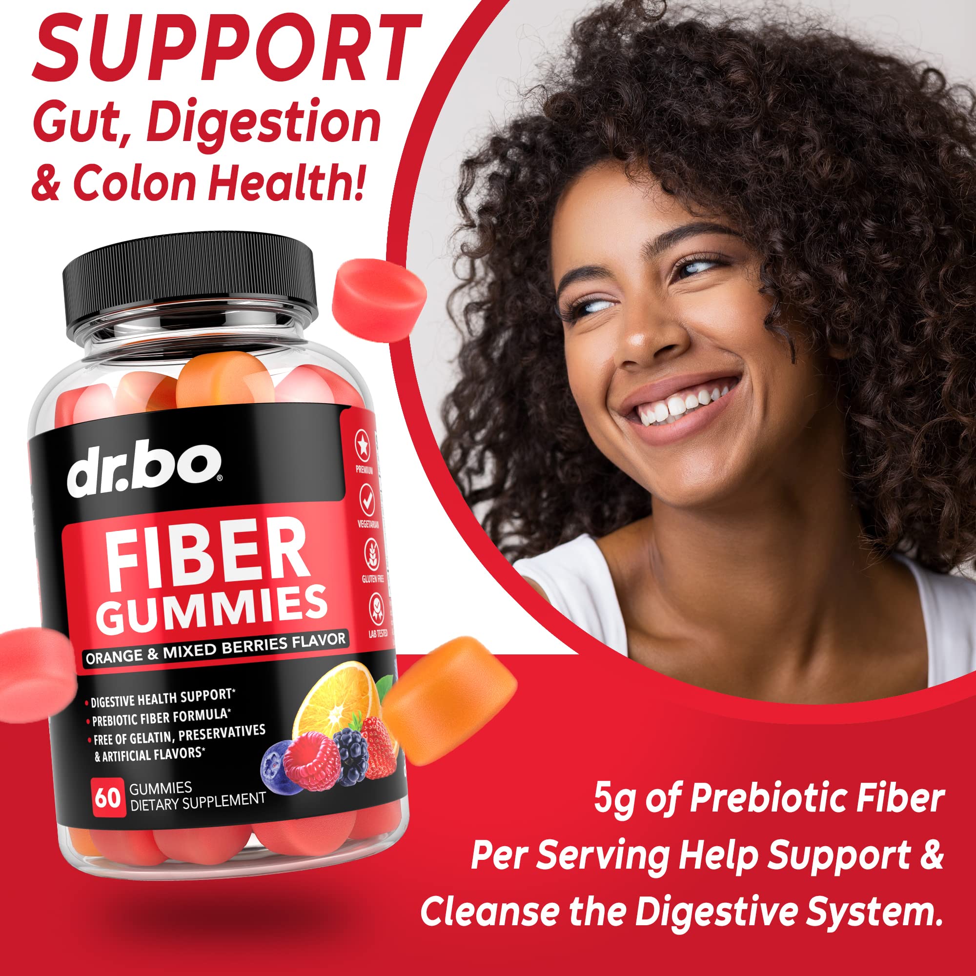 Fiber Gummies for Adults & Kids - Tasty Gummy Prebiotic Fiber Supplement for Max Digest DR. BO Au supplements