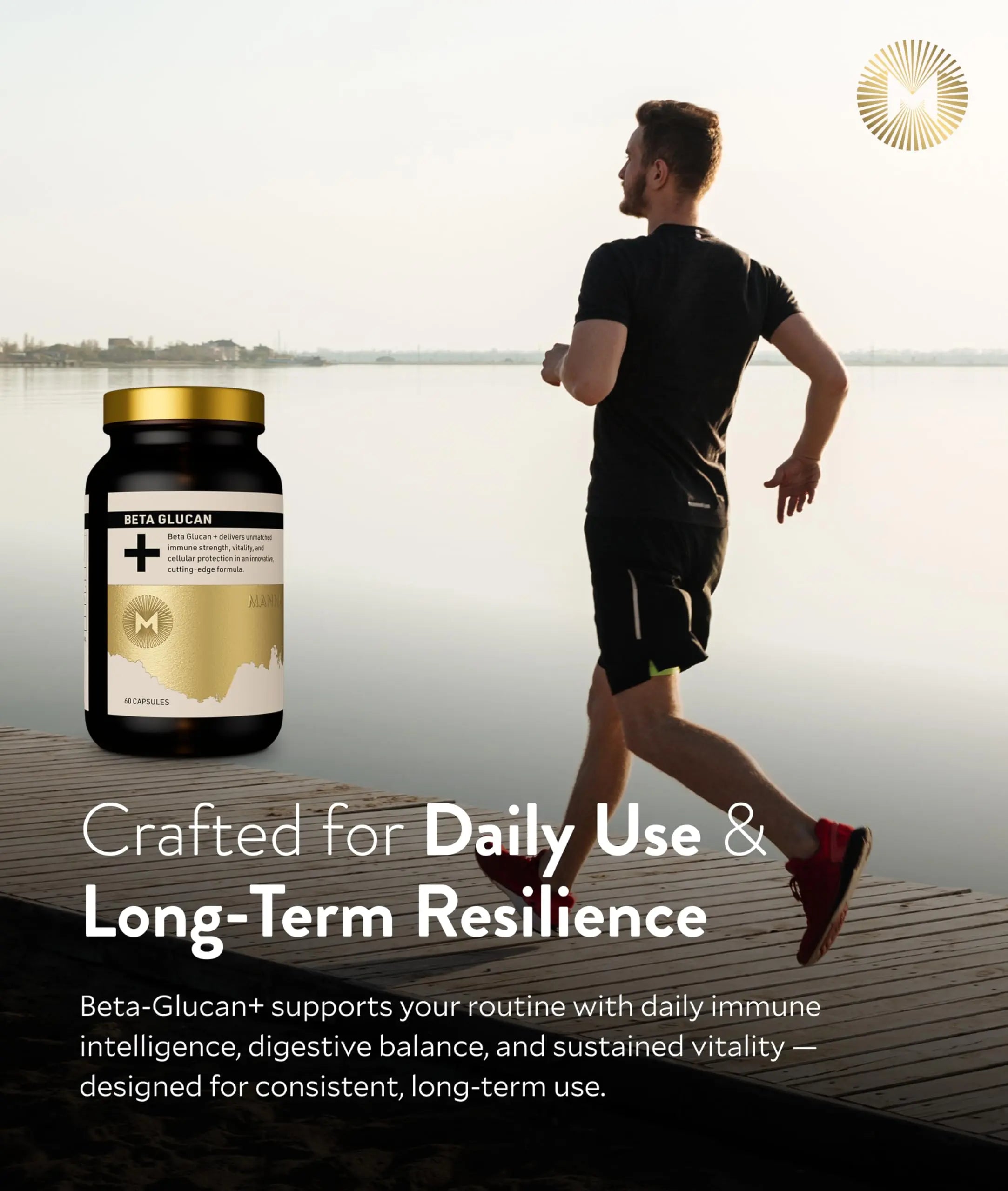 Manna Beta Glucan+ Capsules | 1000mg Beta Glucan Complex | Reishi Mushroom & Oats | Supplement for Immune Support, Heart Health, Cellular Renewal & Antioxidant Protection | 60 Count M Manna Au supplements