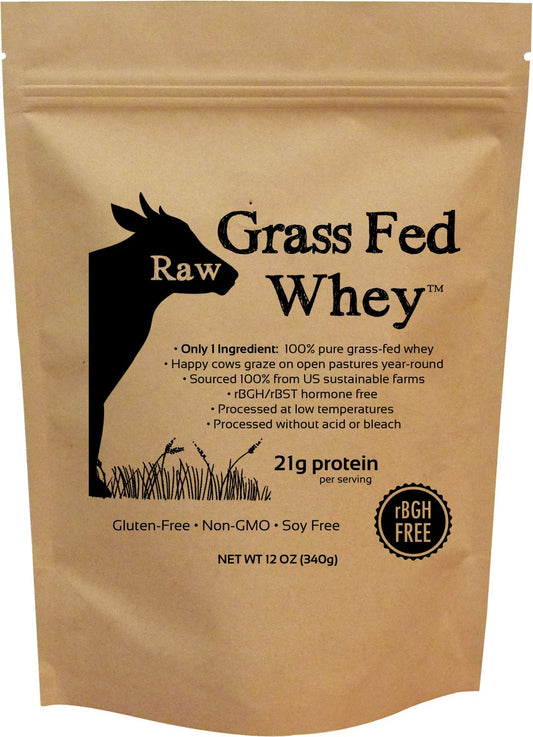 Raw Grass Fed Whey Protein Powder, Unflavored – 1 Ingredient, No Additives or Fillers, Undenatured, Made in USA, 12 oz Raw Organic WheyUS supplements