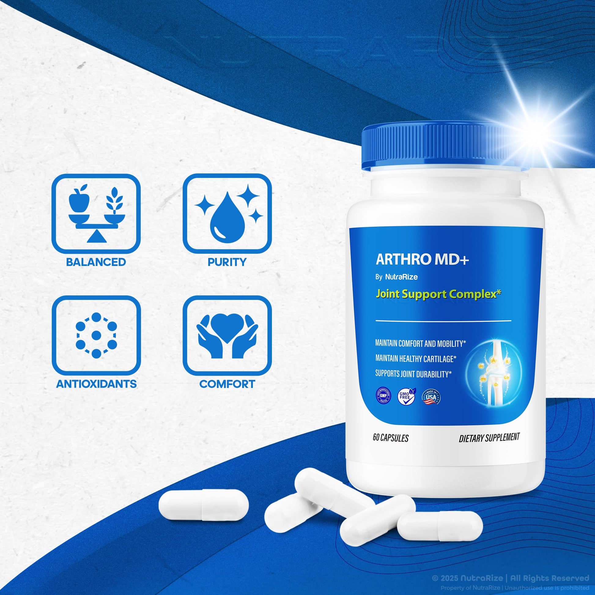 NutraRize (3 Pack) Arthro MD+ Capsules, Official Arthro MD Joint Support, All Natural Formula to Support Flexibility and Mobility, Premium Pills for Healthy Joints, Arthro M D Review (180 Capsules) NutraRize Au supplements