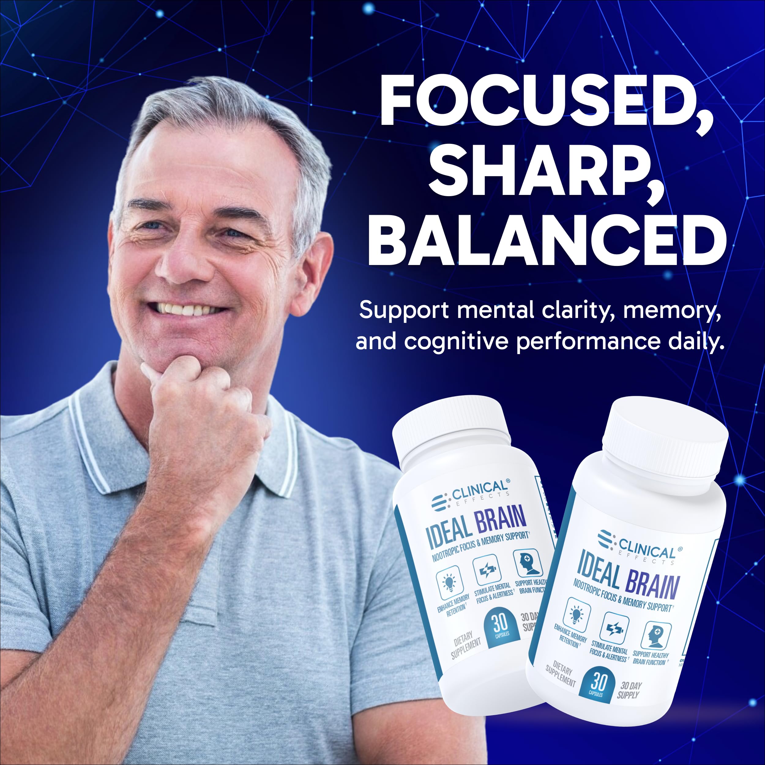 Clinical Effects Ideal Brain - Dietary Supplement for Nootropic Focus and Memory Support - 30 Capsules - B Vitamins, GABA, Alpha-GPC - Helps Support Mental Focus, and Optimal Brain Function Clinical Effects Au supplements