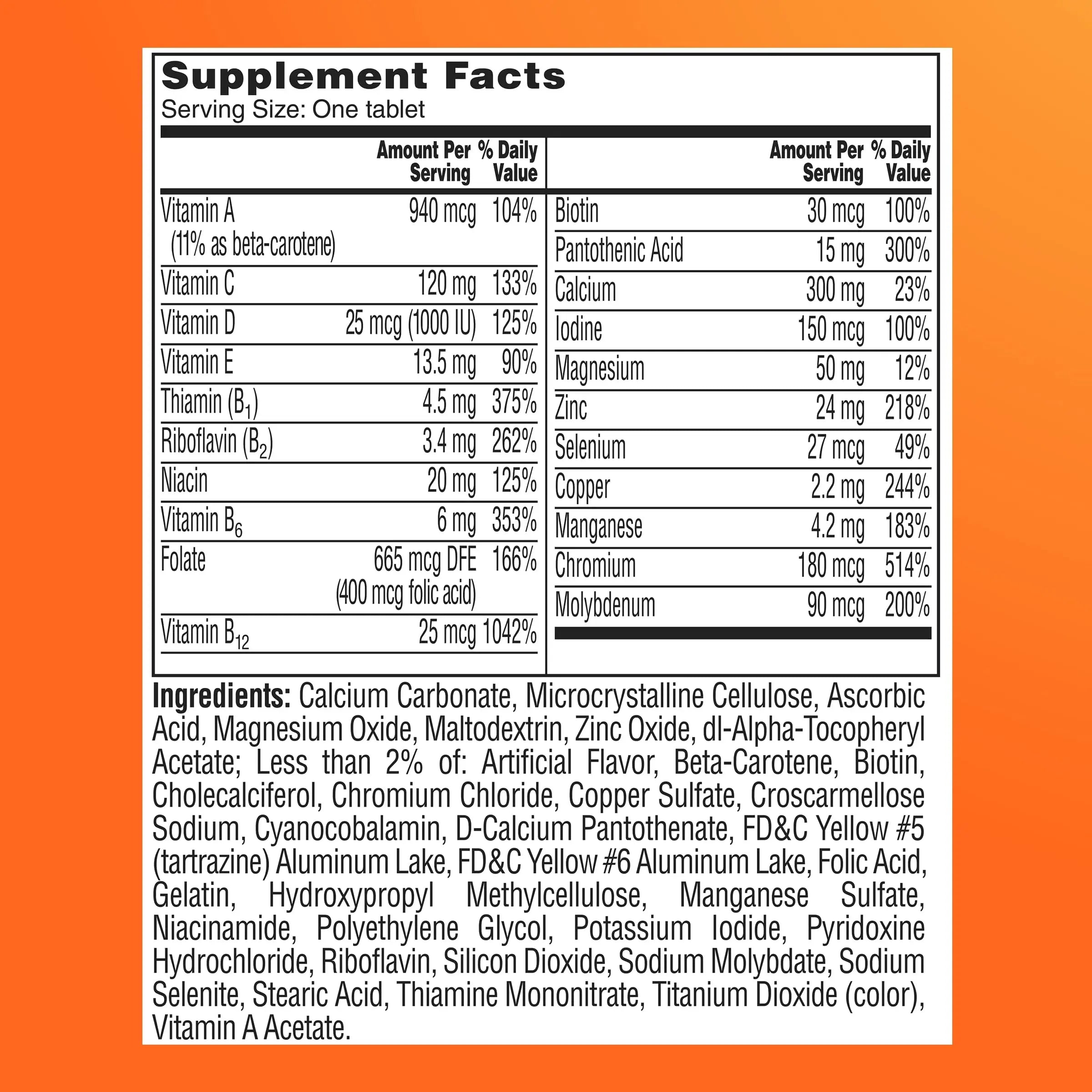 One A Day Multivitamin for Women 50 and Over Tablets, Womens Multivitamin 50 plus with Vitamins D, C, E, Zinc & Biotin, Daily Vitamins for Woman 50+, 65 Ct ONE A DAY Au supplements