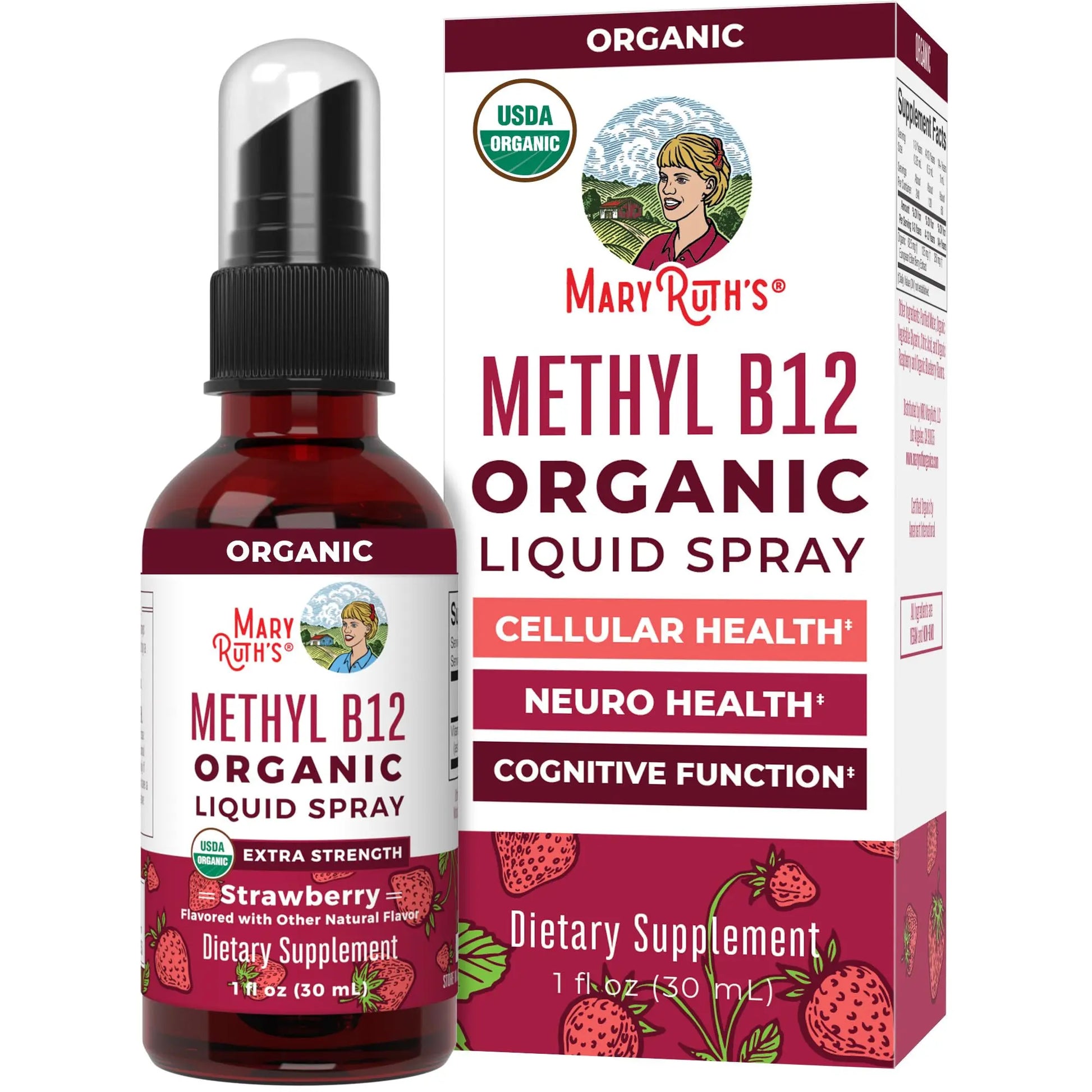 MaryRuth Organics Vitamin B12 Liquid Spray | Vegan, Non-GMO, Gluten-Free | USDA Organic Supplement | Energy & Nervous System Support | B12 Vitamins for Women & Men | 720 mcg | 1 Fl Oz MARYRUTH'S Au supplements