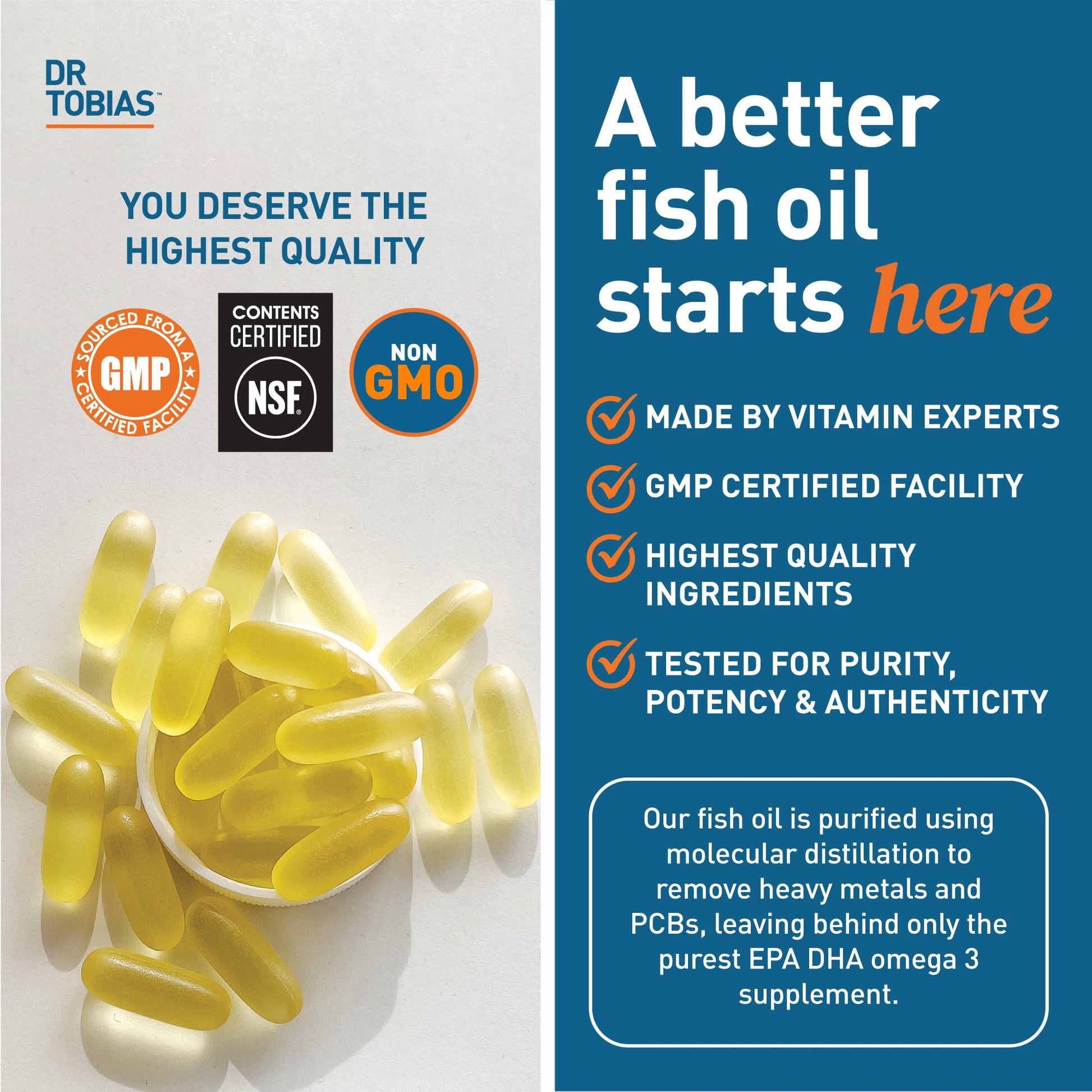 Dr. Tobias Omega 3 Fish Oil, 800 mg EPA 600 DHA Supplement for Heart, Brain & Immune Dr. Tobias Au supplements