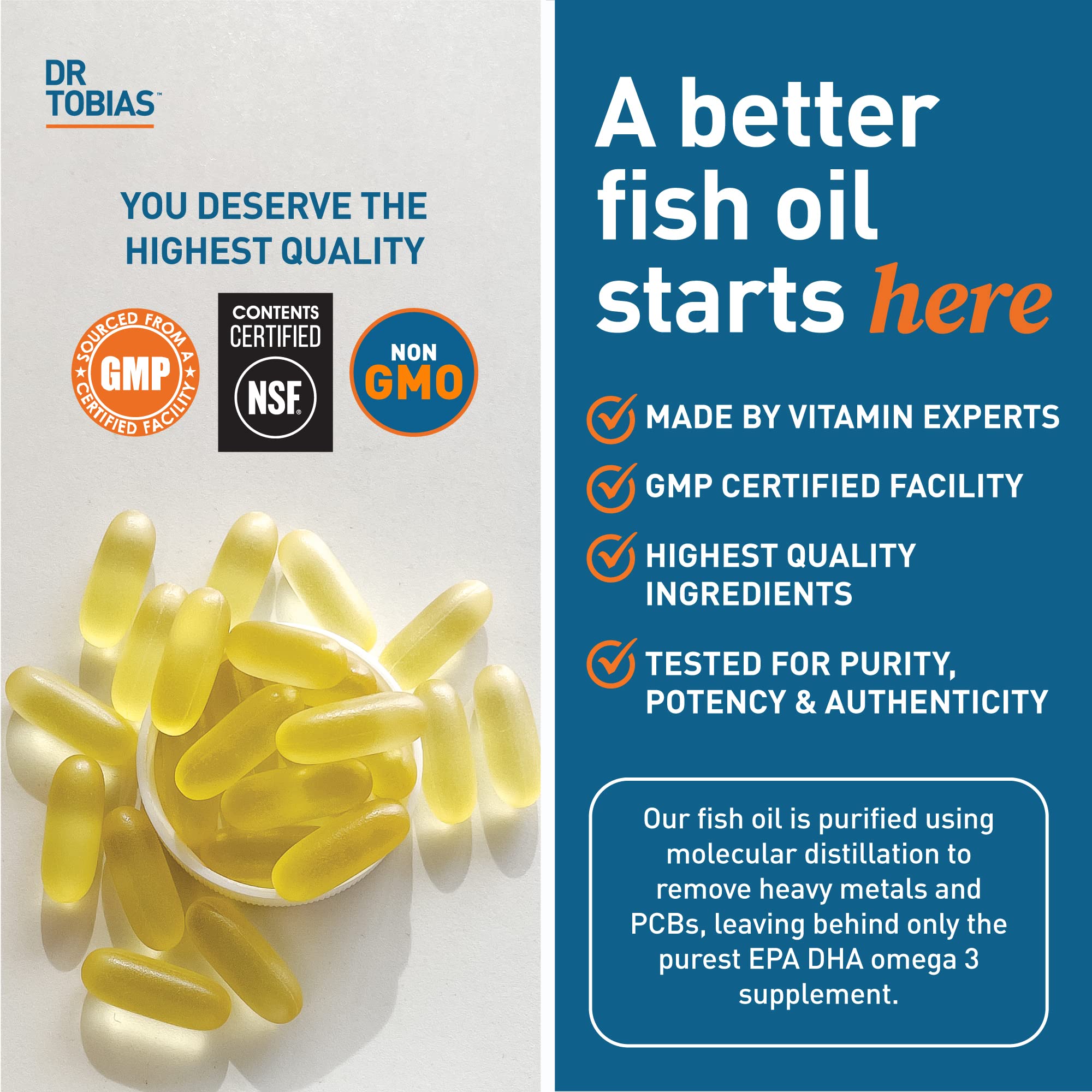 Dr. Tobias Omega 3 Fish Oil, 800 mg EPA 600 DHA Supplement for Heart, Brain & Immune Dr. Tobias Au supplements