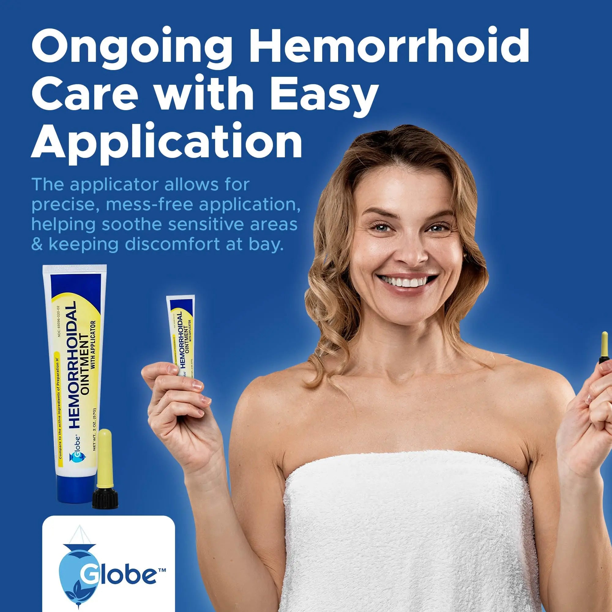 Globe Hemorrhoidal Ointment w/ Applicator, Phenylephrine HCl, Petrolatum Mineral Oil, Maximum Strength Formula for Burning, Discomfort & Itching, 2 oz Hemorrhoidal Ointment Au supplements