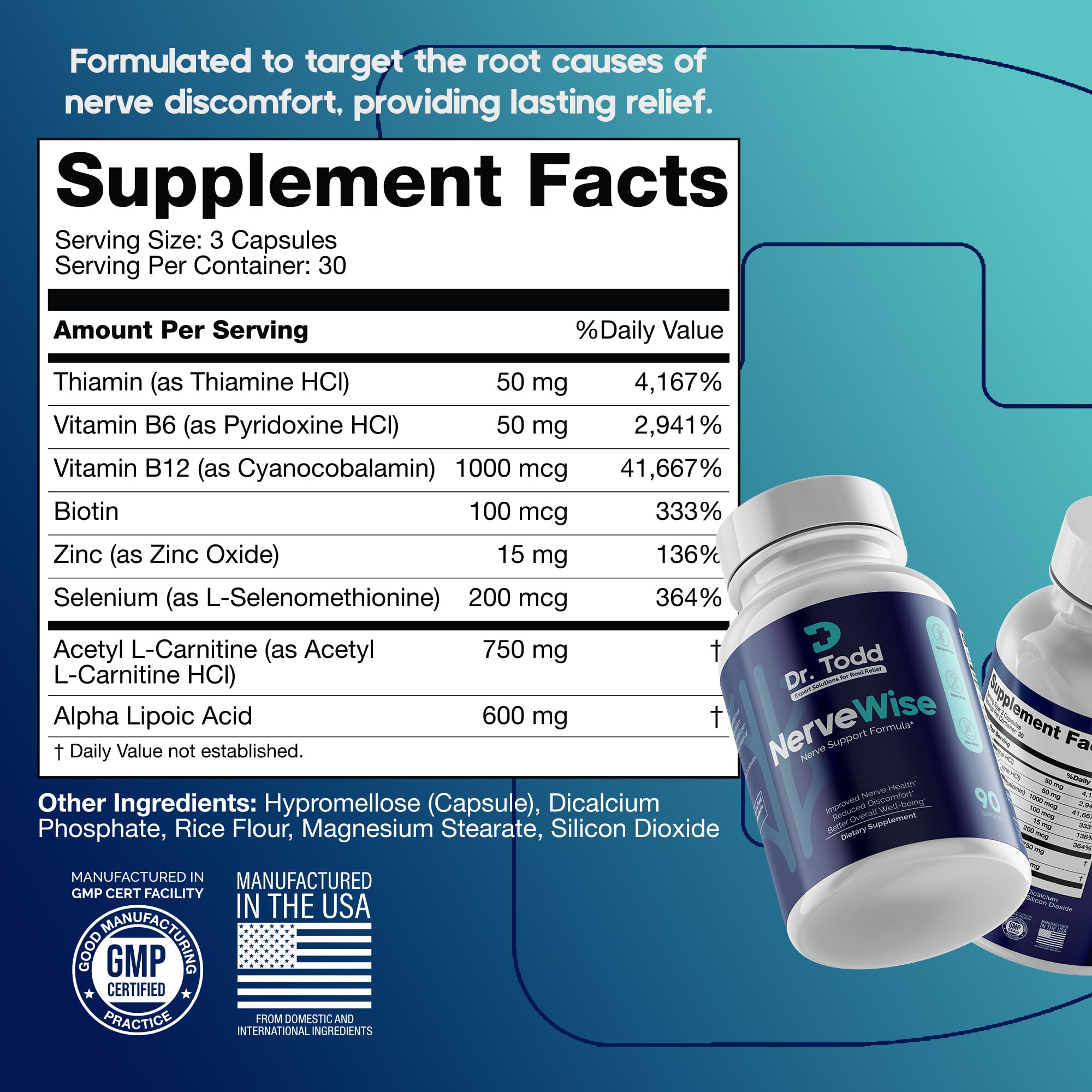 Dr. Todd NerveWise Nerve Support Supplement for Foot, Hand & Leg Comfort – Daily Formula for Healthy Nerve Function, Helps Support Nerve Balance, Body Comfort & Overall Nerve Wellness – 30 Day Supply Dr. Todd Au supplements