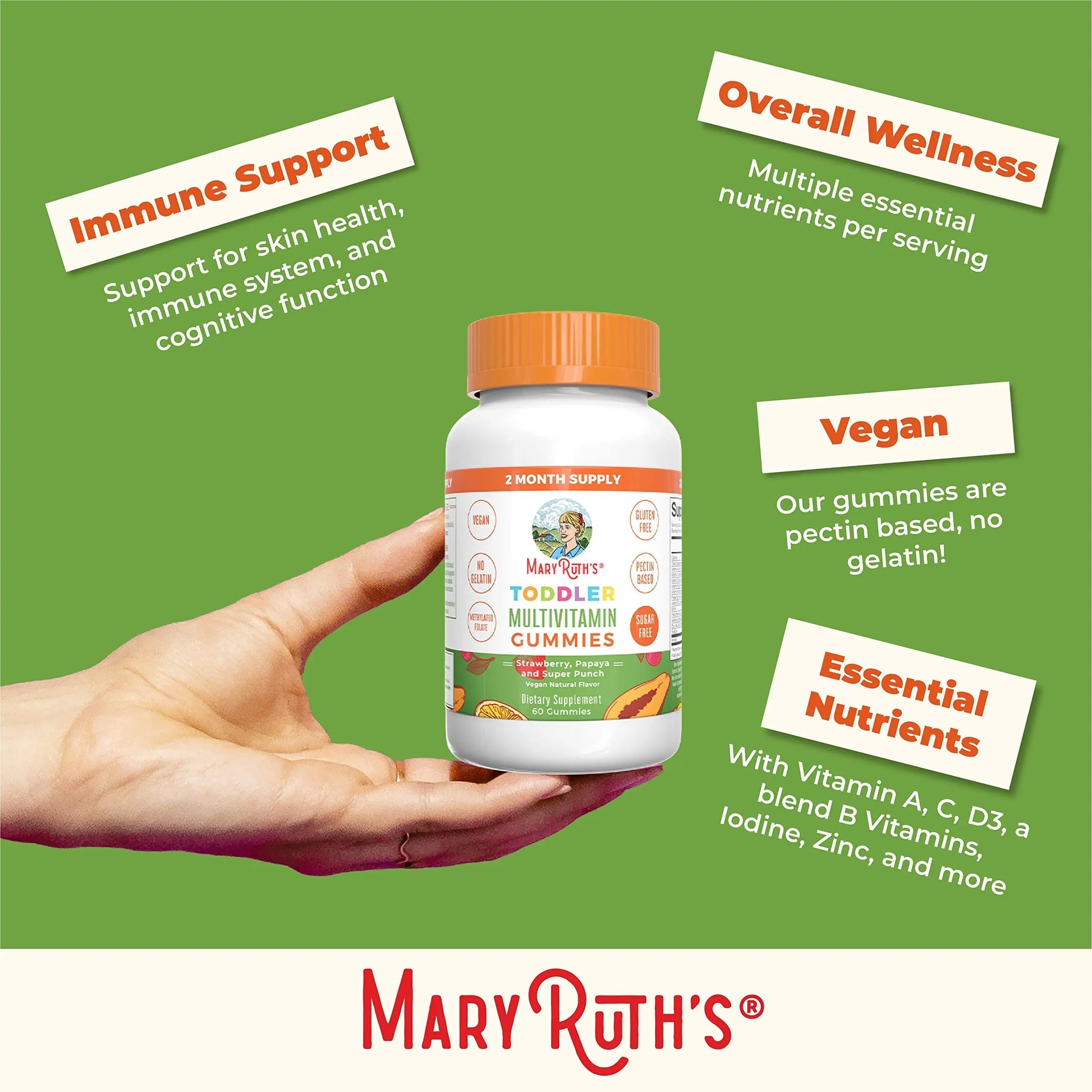 MaryRuth Organics Sugar Free Vitamin Gummies for Kids Age 2 | 2 Month Supply Multivitamin with Vitamin C, D3, Zinc | 1 Gummy Per Day | Toddler Vitamins MaryRuth Organics Au supplements