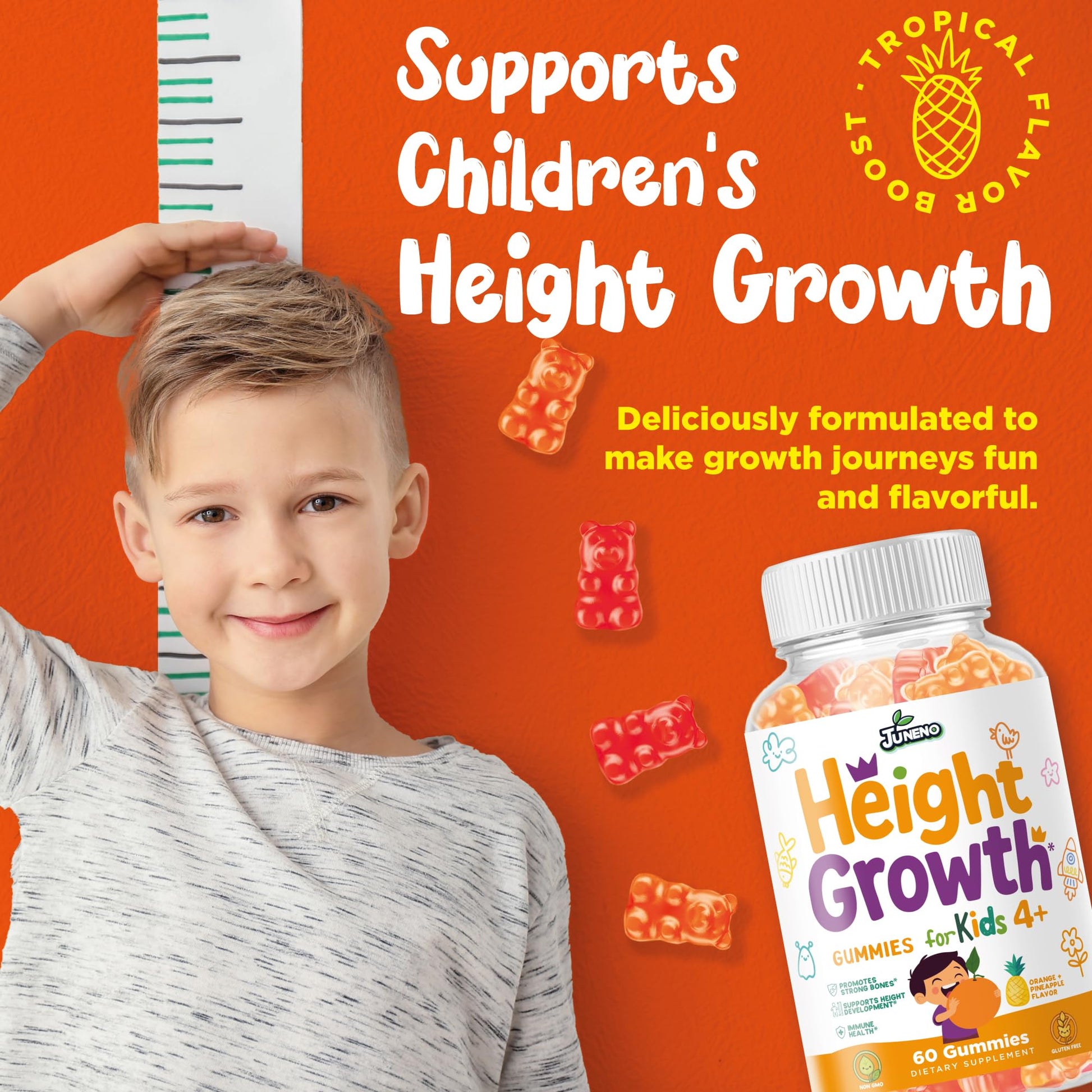 Juneno Height Growth Vitamins Supplement Gummies - Grow Taller for Teens Kids Boys Girls - Natural Height Increaser Maximizer Multivitamin Juneno Au supplements