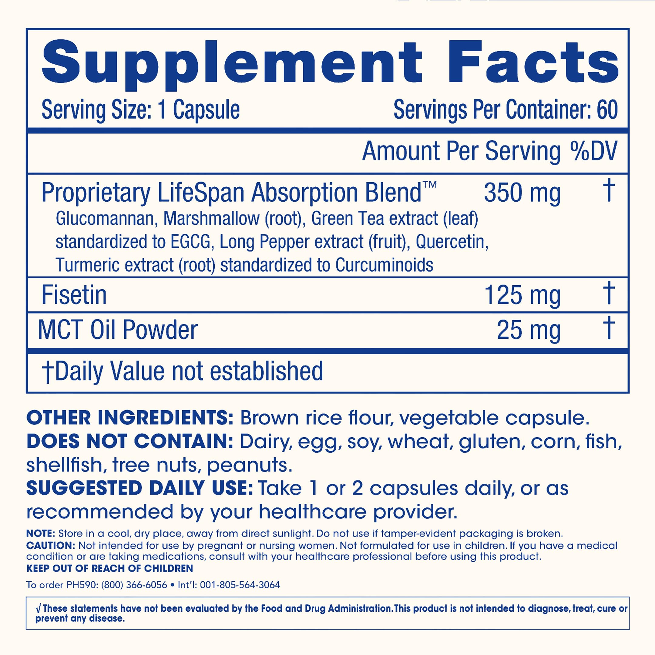 ProHealth Fisetin Supplements-15X Better Absorption from Polyphenol Blend + MCT Oil. 3rd Party Tested Pure. USA Manufactured. Powerful Antioxidant + Senolytic. Fisetin Supplement 125mg X 60 Servings ProHealth Au supplements