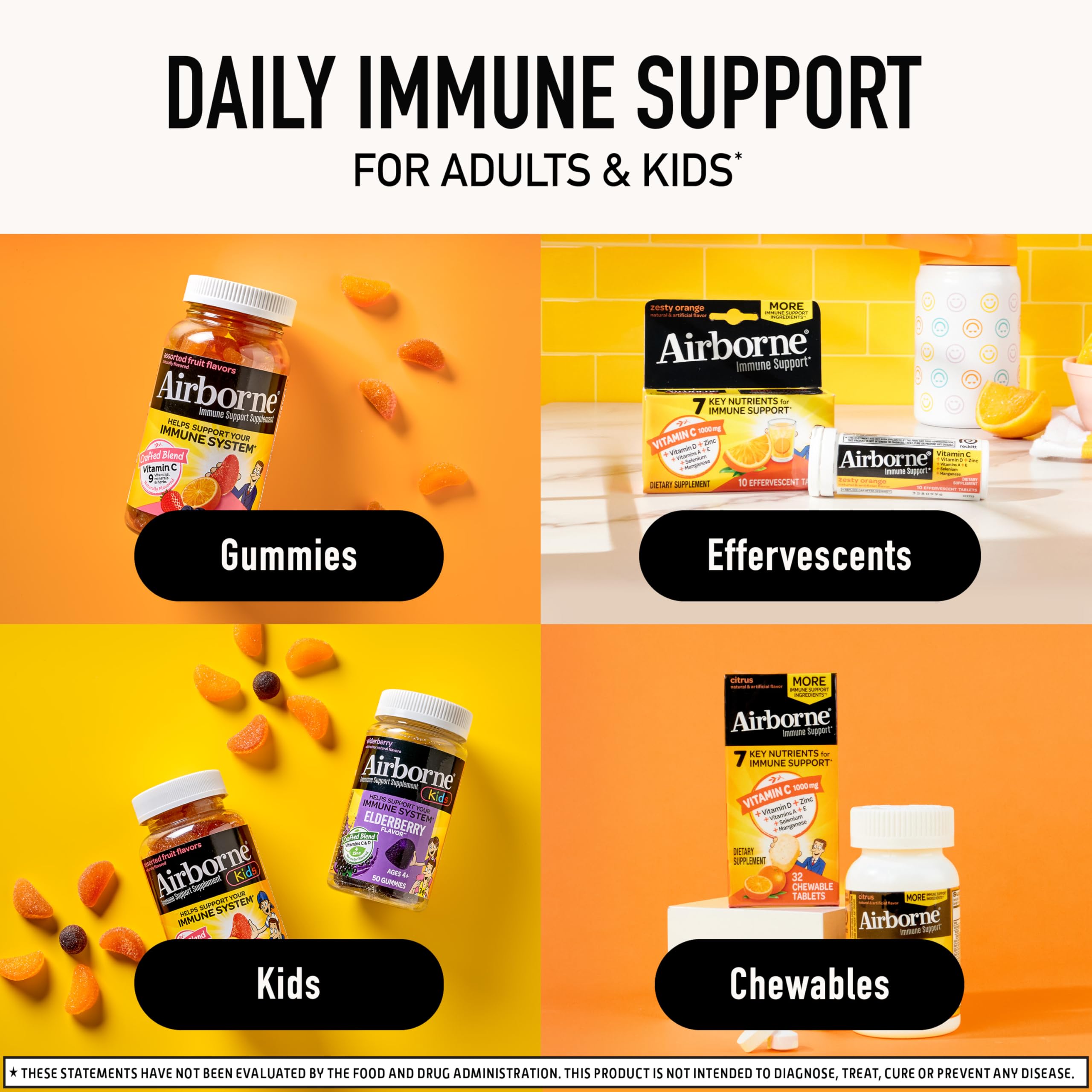 Vitamin C 1000mg (per serving) - Airborne Very Berry Effervescent Tablets (36 count in a box), Gluten-Free Immune Support Supplement, With Vitamins A C E, ZINC, Selenium, Echinacea & Ginger Airborne Au supplements